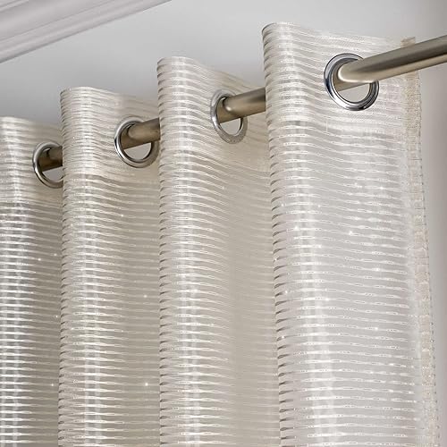 Silver White Voile Curtains Amazon Co Uk