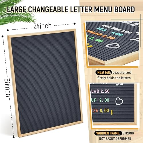 Miniatura 4 de Letrero decorativo, tablero de letras gris de 29.92 x 24.02 pulgadas con letras, para menús de restaurante, anuncios de bebés, decoración del hogar