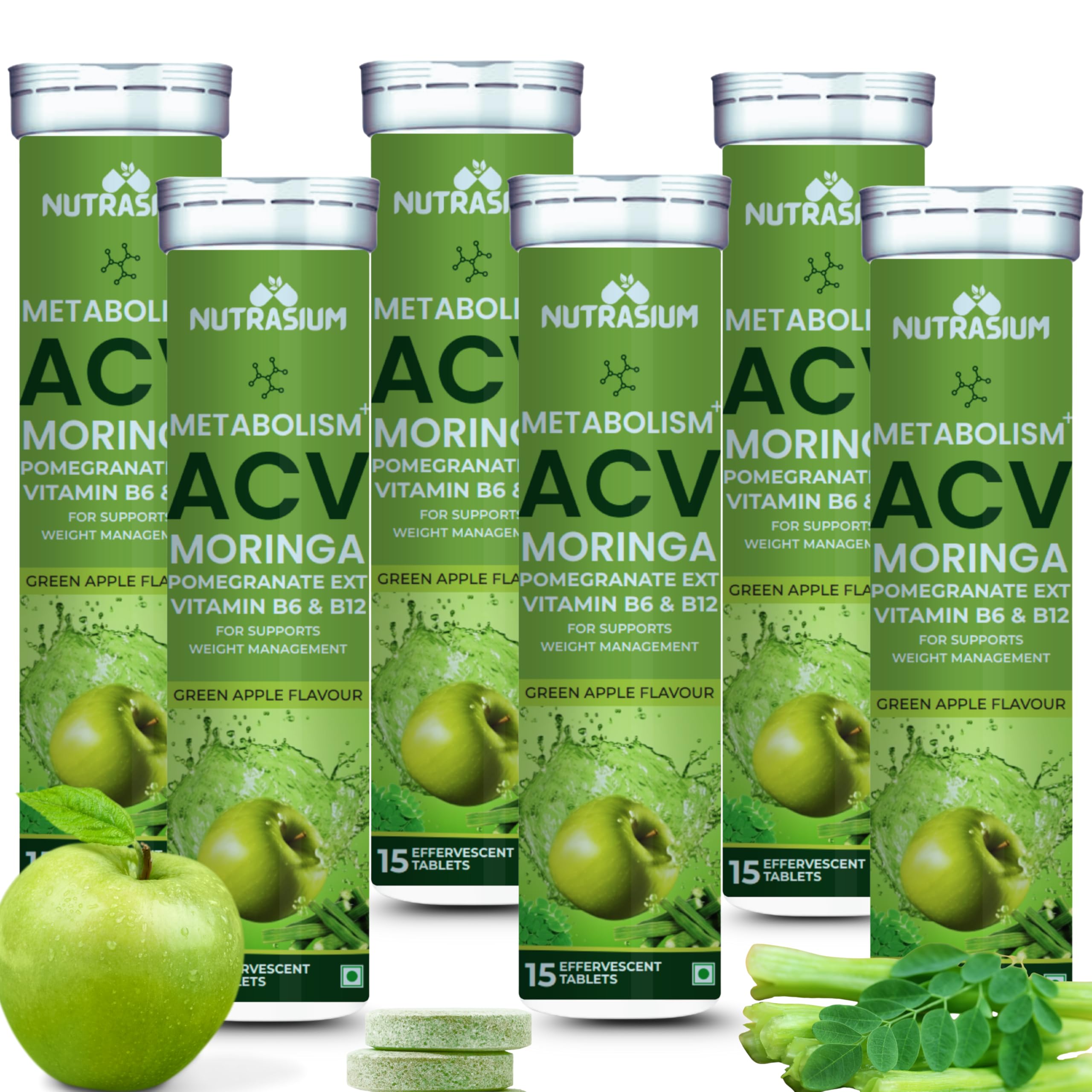 ACV Moringa Metabolism Plus | For Supports Weight Loss, Control Cravings, Convert Fat Into Energy, Boost Energy & Immunity | 90 Tablets Pack of 6X15