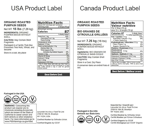 Miniatura 10 de Granos orgánicos de semillas de calabaza tostadas en seco 1 libra  sin OMG sin sal pepitas enteras tostadas al horno sin aceite añadido sin cáscara
