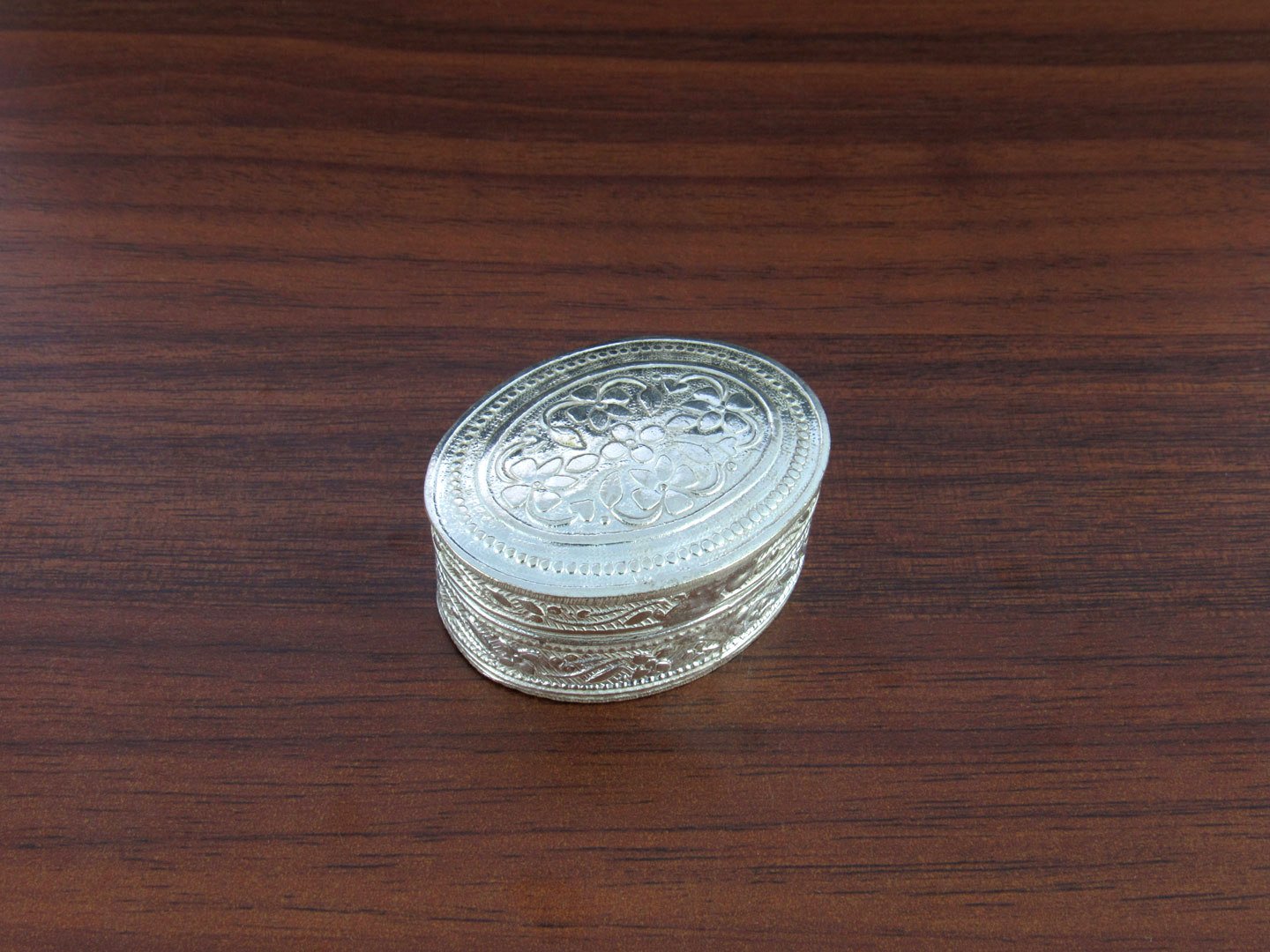 GoldGiftIdeas Silver Plated Oval Shape Nakshi Sindoor Dabbi for Women, Sindoor Box for Wedding, Pooja Articles for Gift, Kumkum Box for Return Gift with designer potli bags-image-11