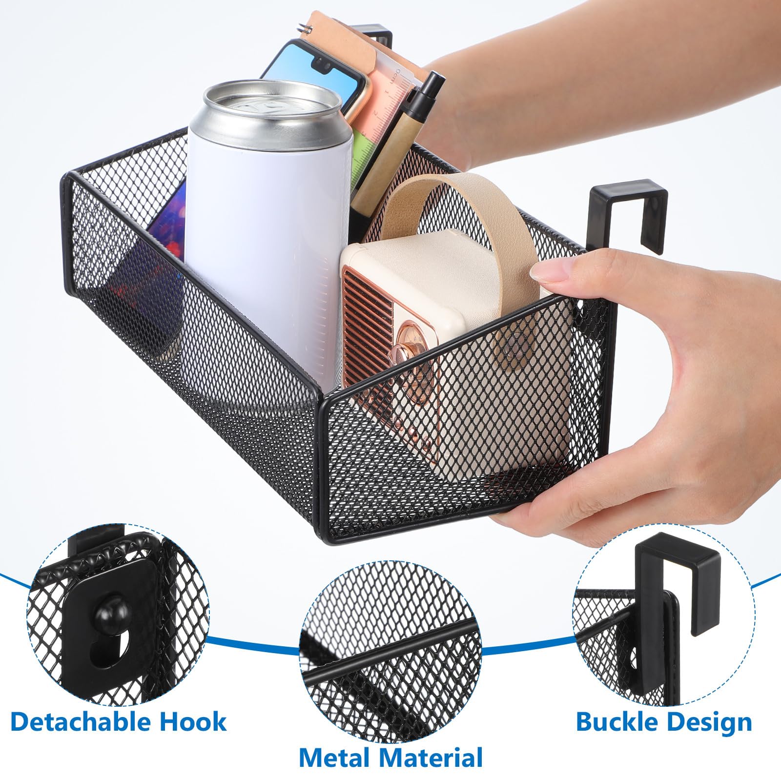 Cesta Colgante de Metal Negro para Cama, Hogar y Dormitorio