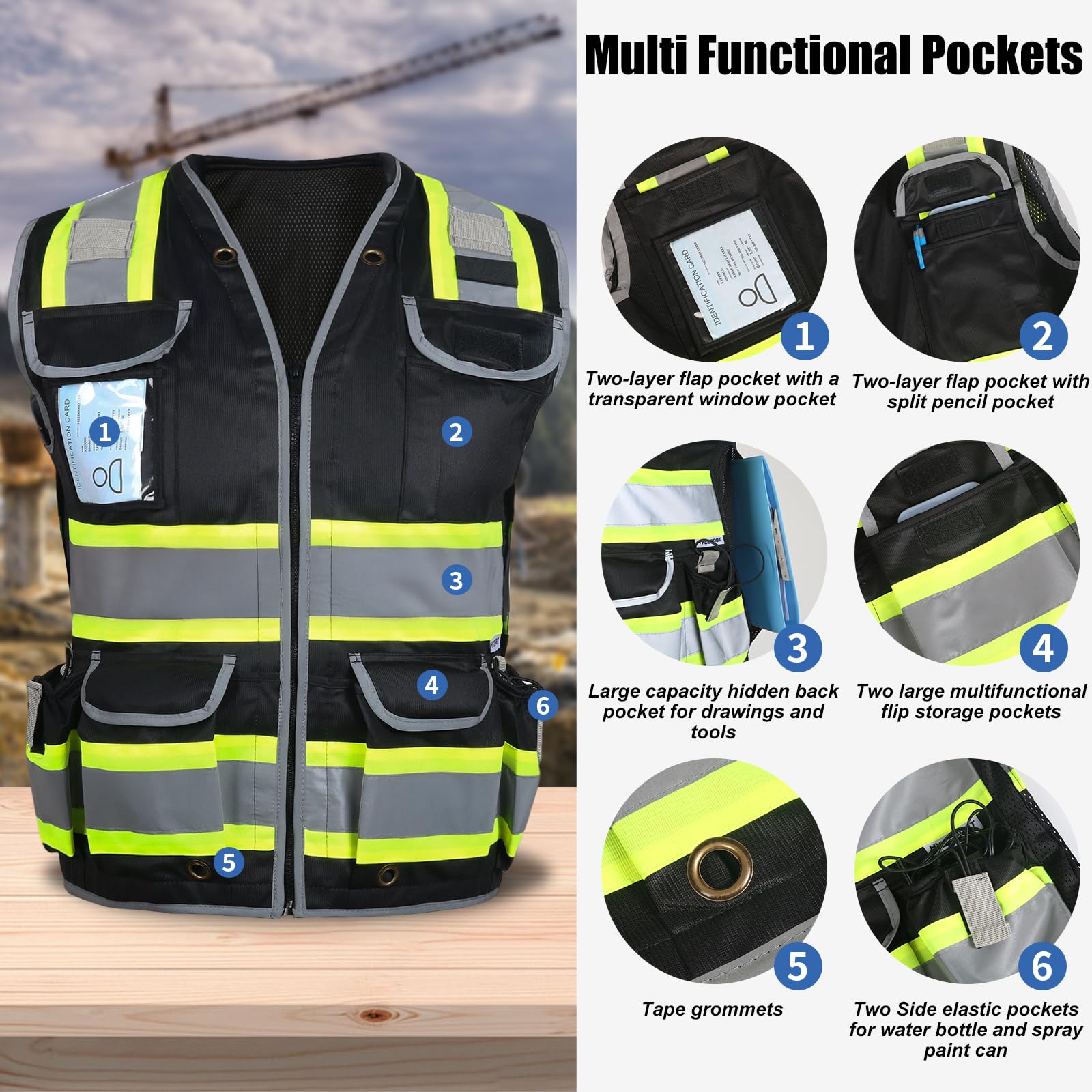 Snapklik.com : HYCOPROT Reflective Safety Vest Class 2 High Visibility ...