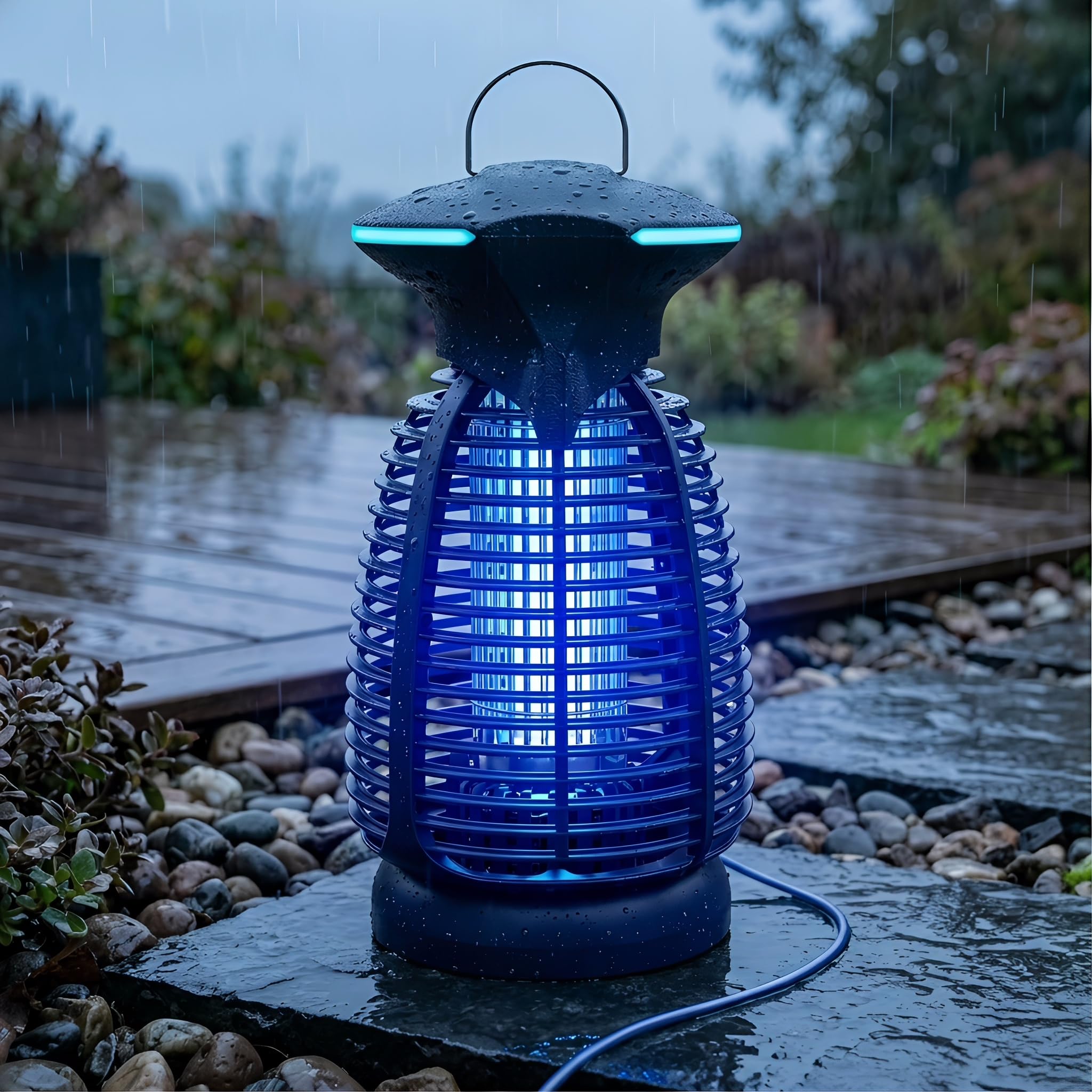 Bug Zapper 4200 V do użytku wewnątrz i na zewnątrz, wodoszczelne, elektryczne światło z oświetleniem LED, na taras, werandę, do garażu i domu
