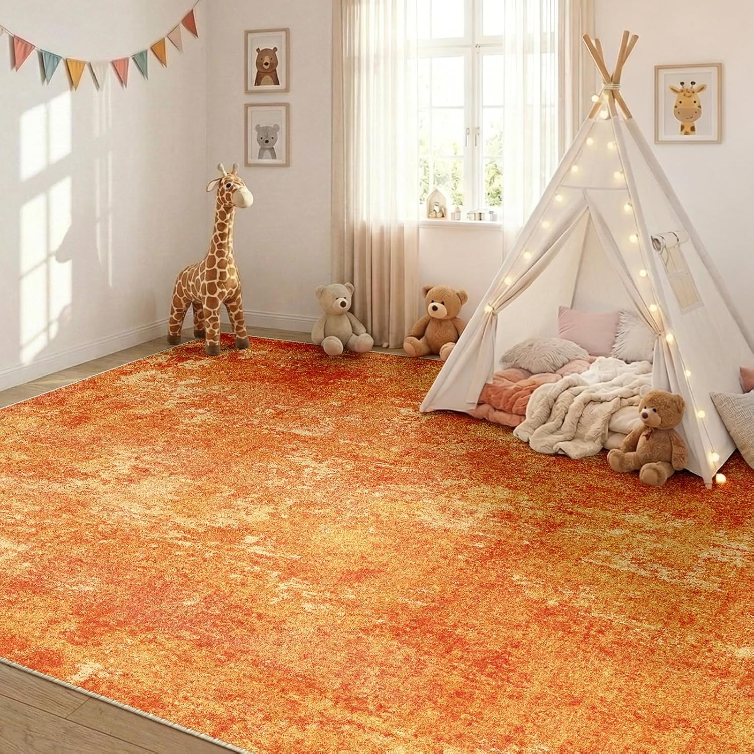 Tapis design moderne abstrait orange 80x120 cm doux et élégant pour sublimer votre chambre