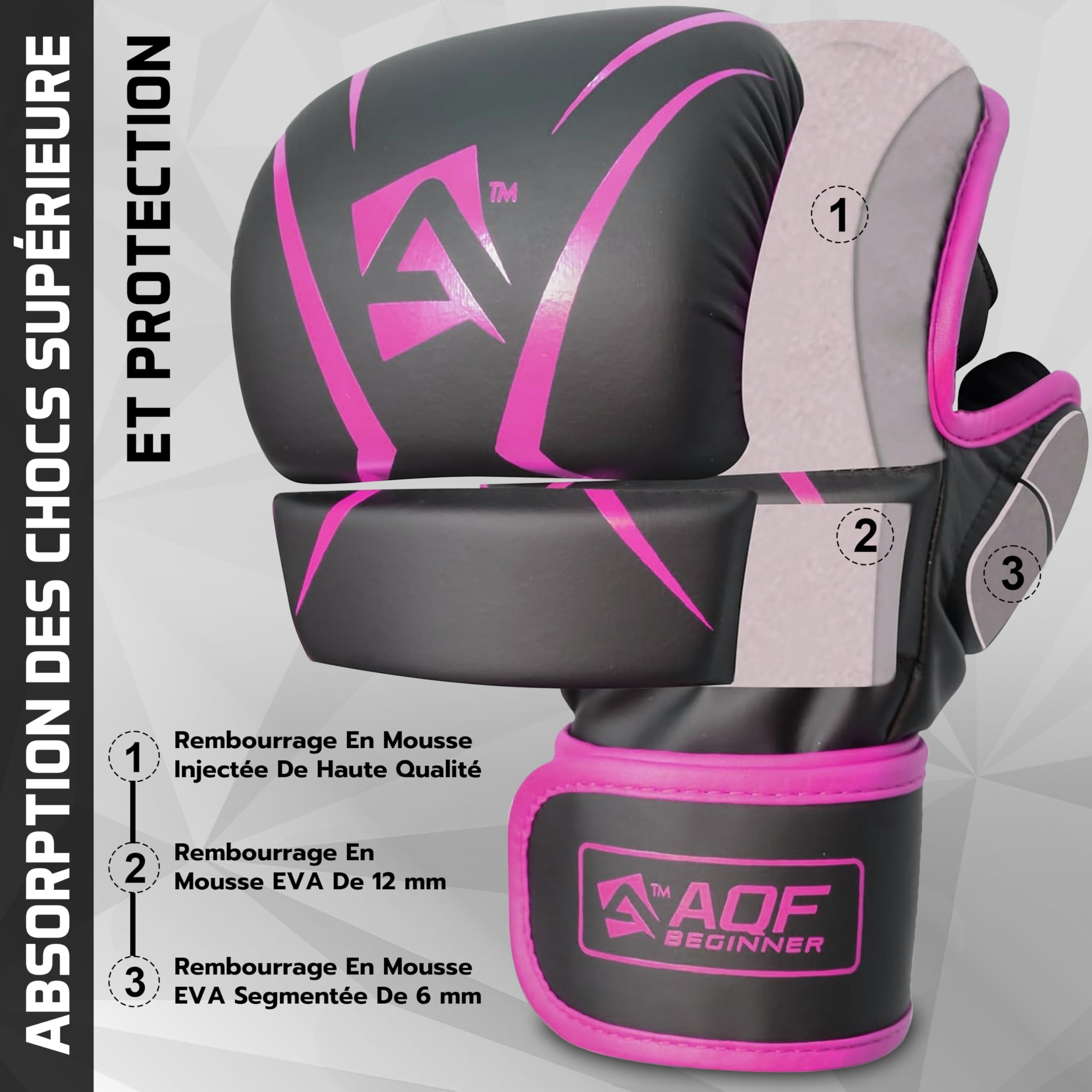 AQF Gant MMA, Design Paume Ouverte Gant De Boxe, Support Poignet Amélioré, Légers Gants Arts Martiaux, MMA Gants pour Sac De Frappe L'entraînement, Kickboxing, Muay Thai, Karaté
