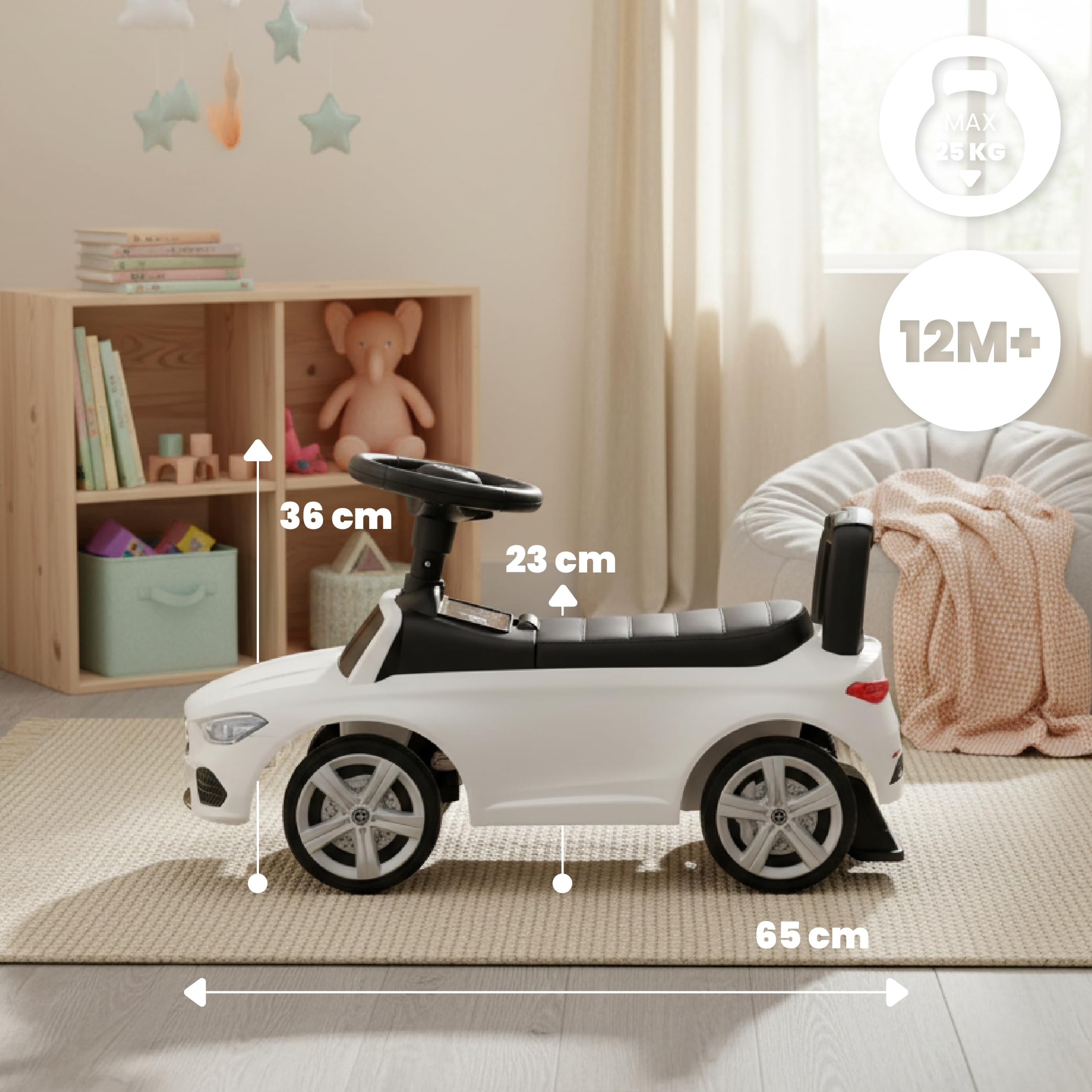 Porteur Mercedes G – Voiture à Pied Pour Enfant 12 Mois+ – Volant Sonore, Anti-bascule, Jantes Classe G – Charge 25 Kg