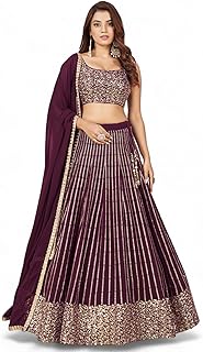 Zeel Clothing Women's Georgette Lehenga Choli With Dupatta Semi Stitched