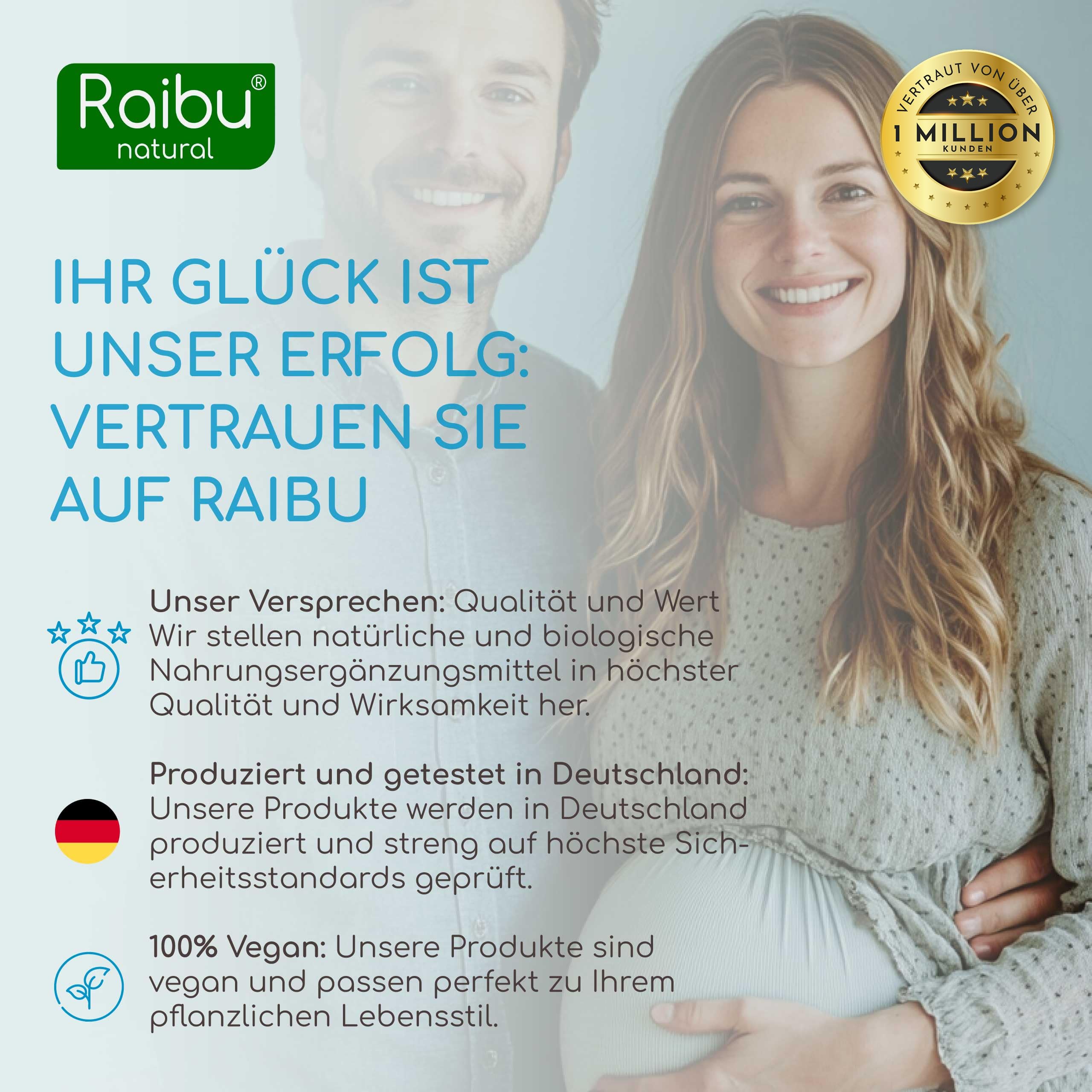 Inositol Kapseln, 2120mg Myo Inositol & D-Chiro pro Tag - Mit Vitamin B6, Folsäure & Chrom - Vegan, Ohne Zusätze & Laborgeprüft - 150 hochdosierte Kapseln, Raibu