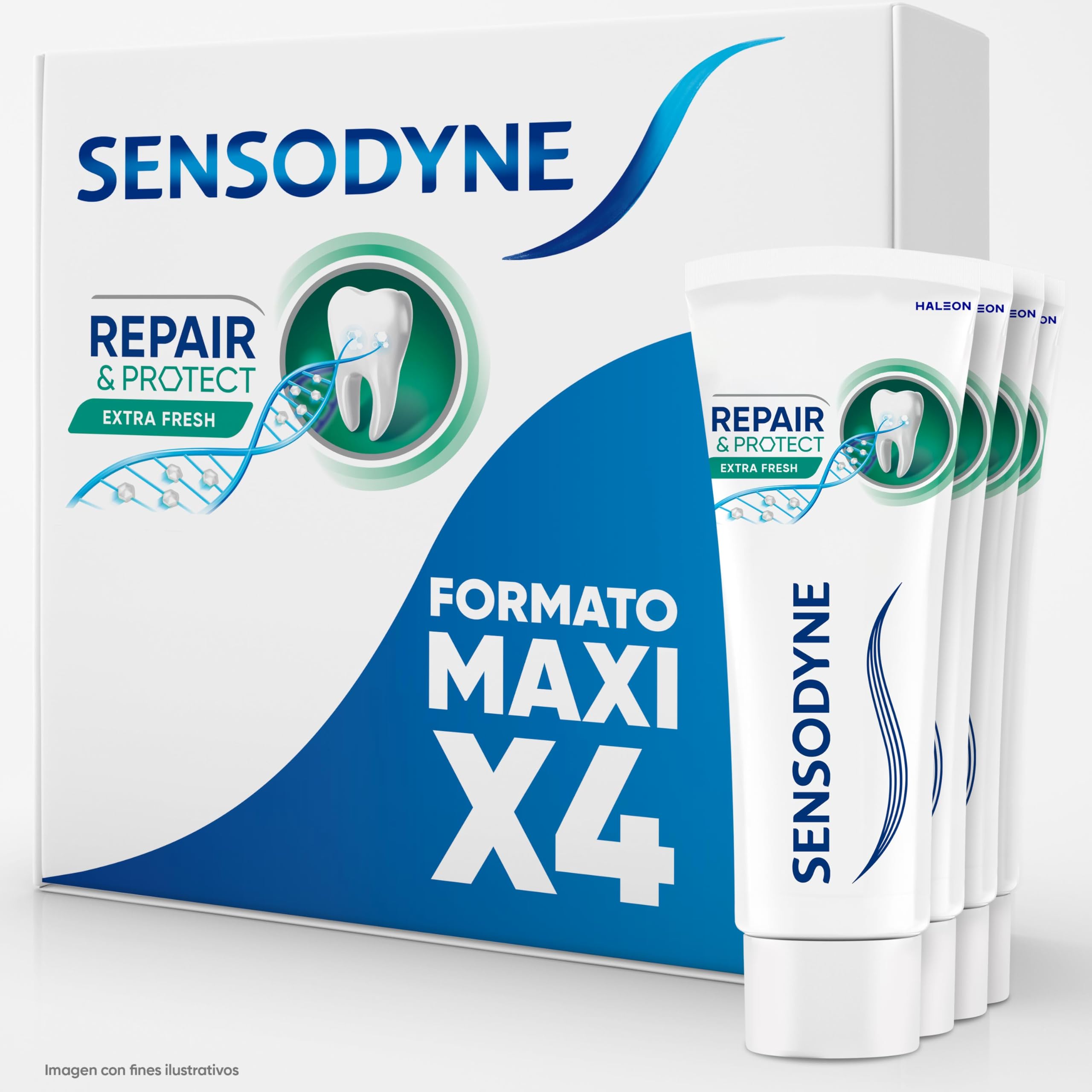 Sensodyne Repair & Protect Extra Fresh Pasta de Dientes, Alivio Para Dientes Sensibles, Protección Duradera Frente a la Sensibilidad Dental, Pack 4x75 ml