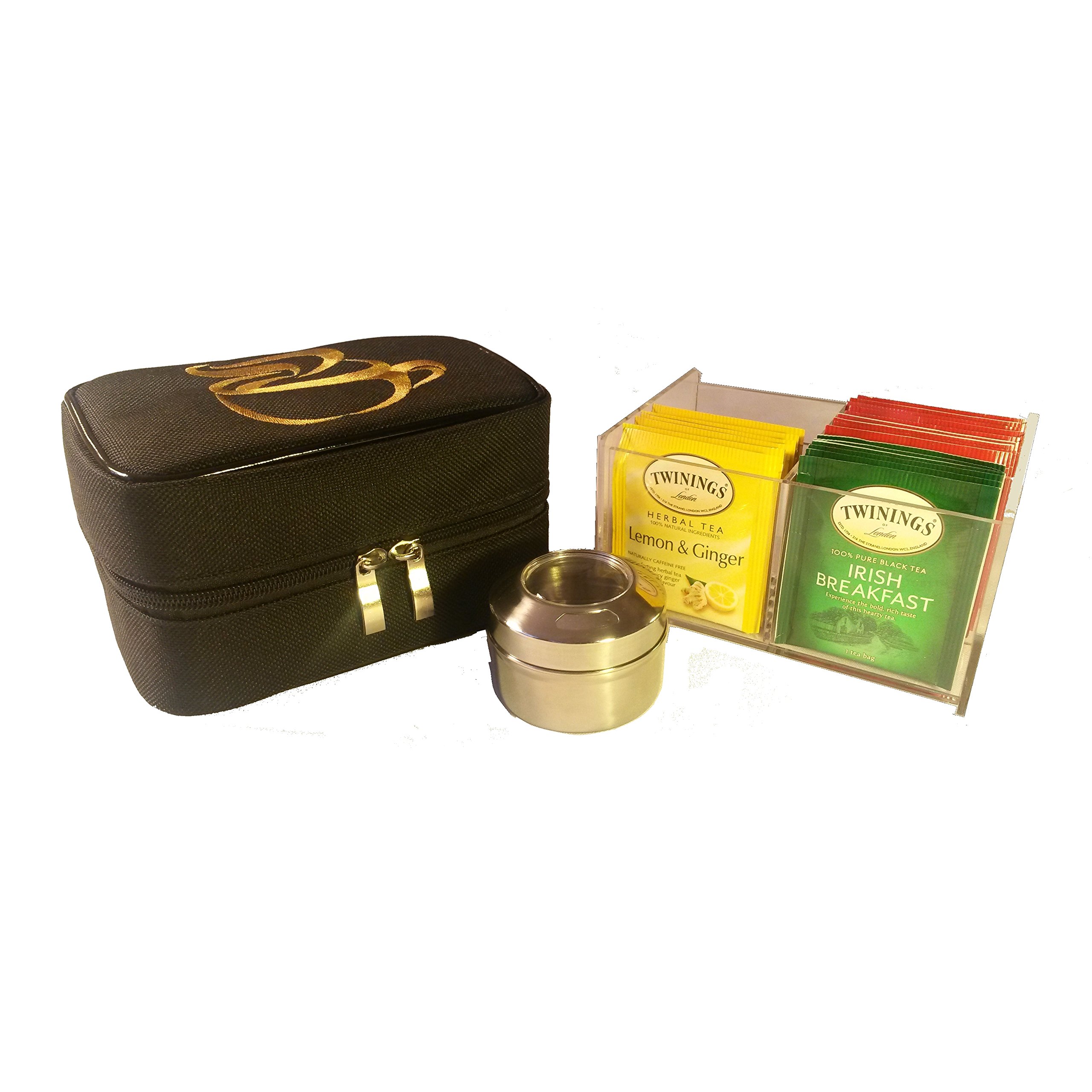 Teacaso Travel Tea Chest Organizer w/Spice Jar and Tea - Great for Home, Office, and Travel!