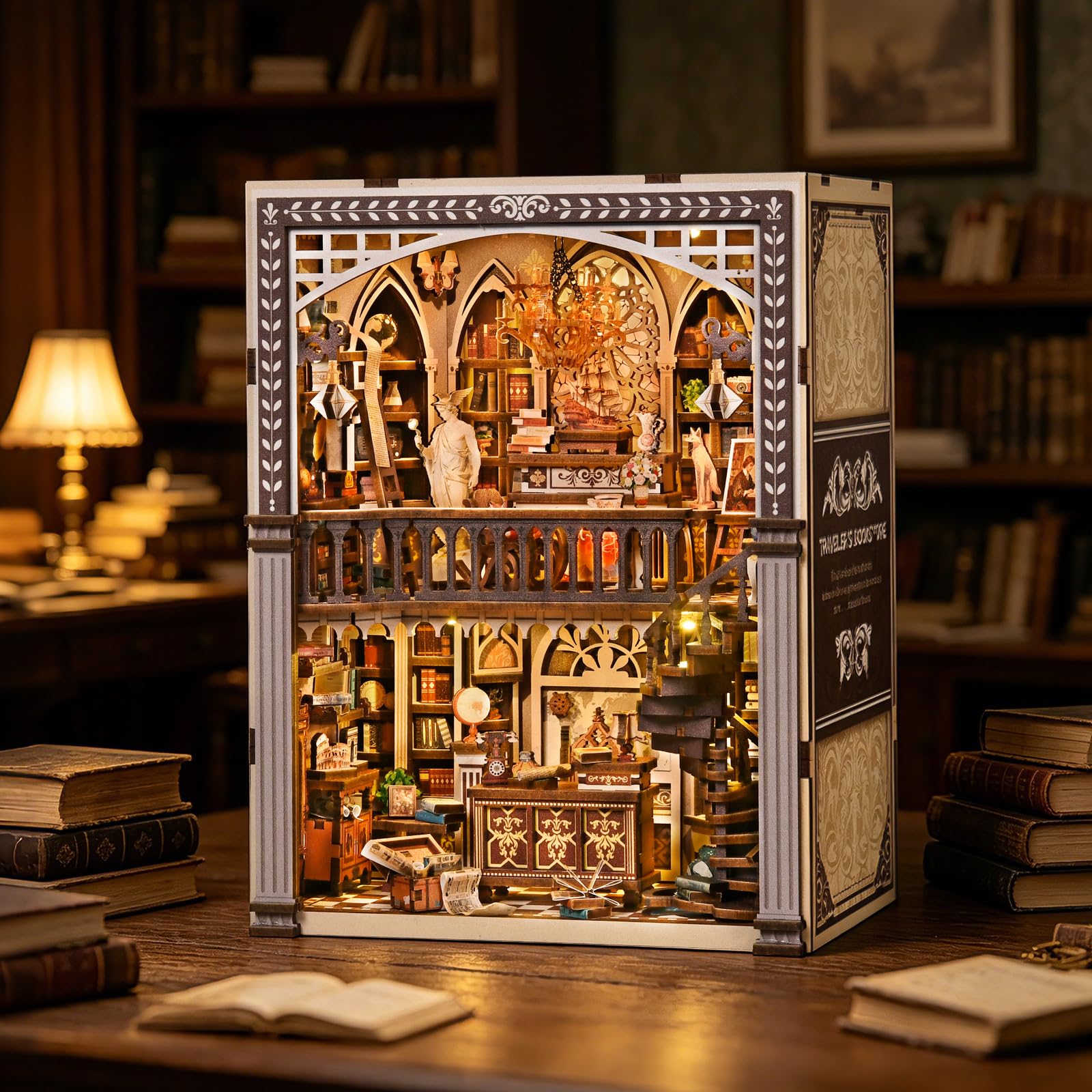 Spilay Book Nook, Reisebuchhandlung DIY Miniature House | Mit LED, 3D-Puzzle, Bücherregal- & Schreibtischdeko, Miniatur-Diorama, DIY-Bastelset für Erwachsene, Geschenk