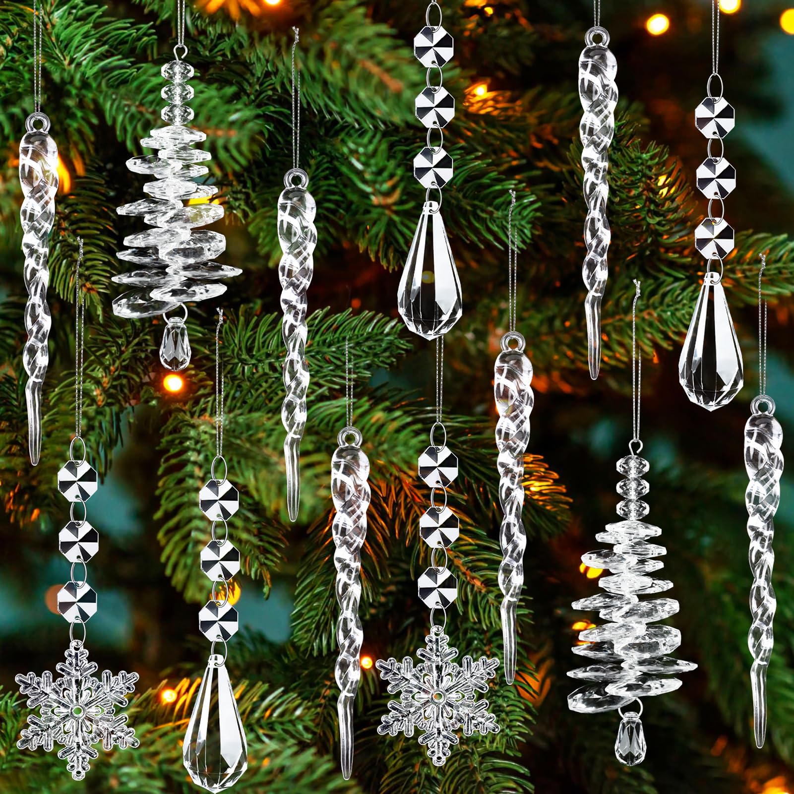 Ghirlanda di Perline per Albero di Natale,5m Catena di decorazioni natalizie,Ghirlanda Albero di Natale,Ghirlanda Natalizia per Albero Natalizie