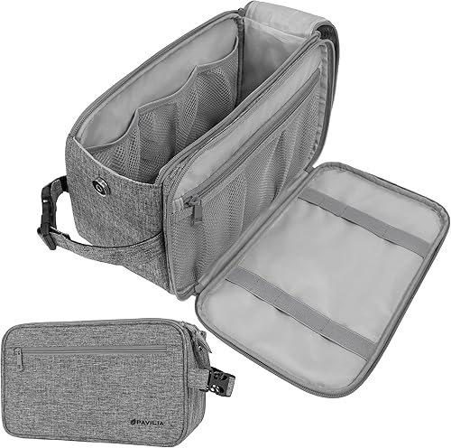 Miniatura 1 de PAVILIA Neceser para hombre bolsa de artículos de aseo de viaje kit de Dopp resistente al agua organizador de bolsas de afeitar de piel sintética