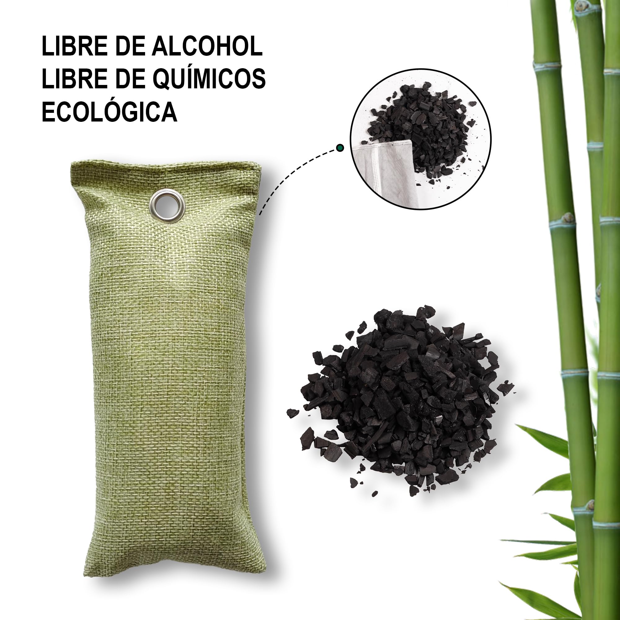4 Bolsas de carbón activado de 80g como neutralizador y absorbe olores. Bolsas purificadoras perfumadas y antihumedad para armarios. Ambientador nevera, cajones ropa y desodorante zapatos.