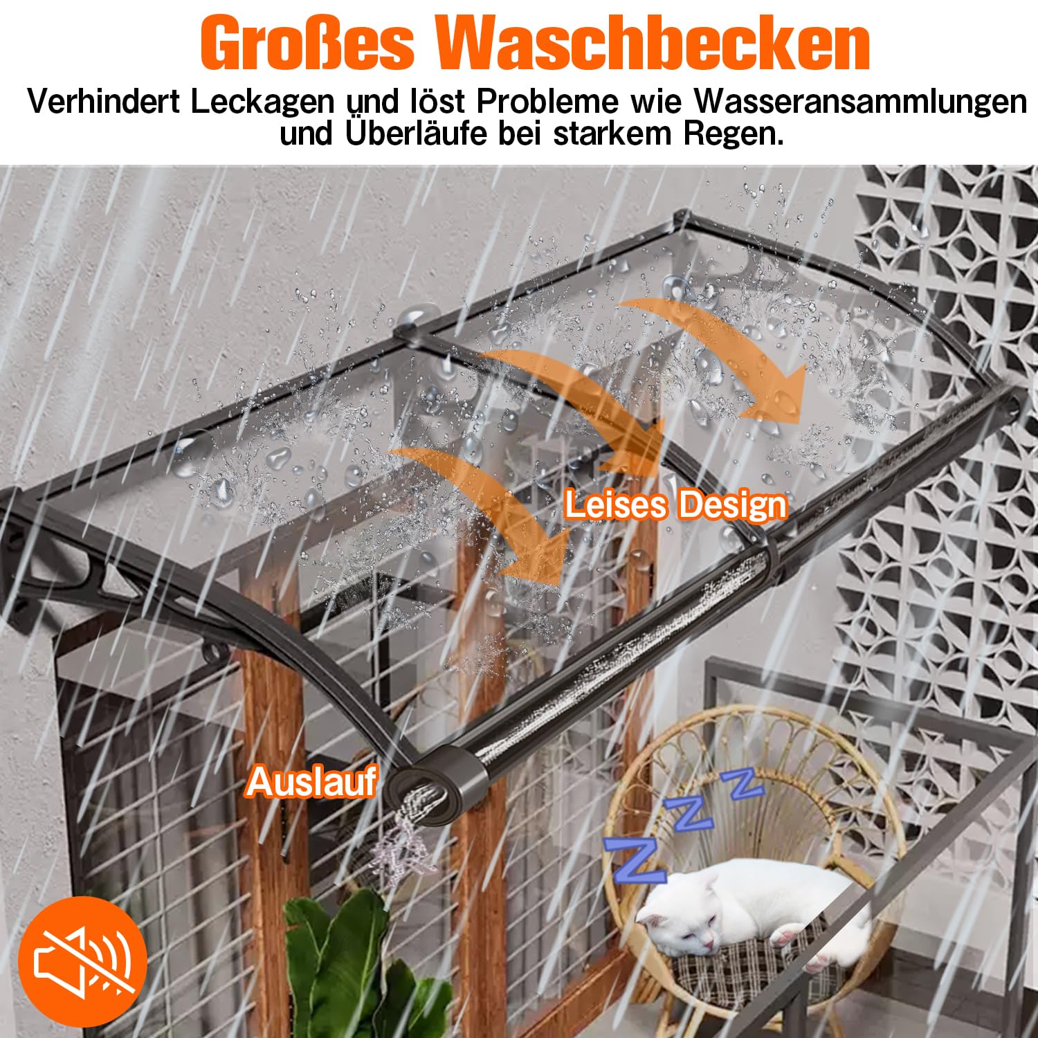 Transparentes Pultvordach Aus Polycarbonat – 60x220 Cm, UV-Schutz, Für Haustür, Balkon, Garage, Montagefertig