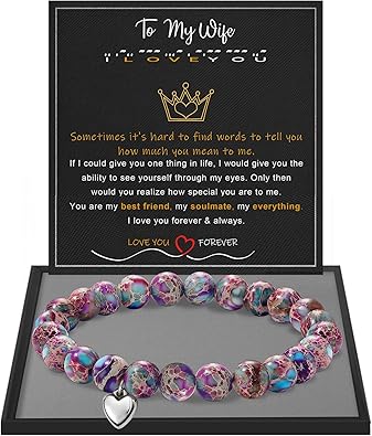 Stocking Stuffers for Teens, Christmas Gifts for Mom from Daughter Beaded Bracelets for Women Teen Girl Gifts Adjustable Charm Link Bead Birthday Graduation Gift for Her Girlfriend Sister