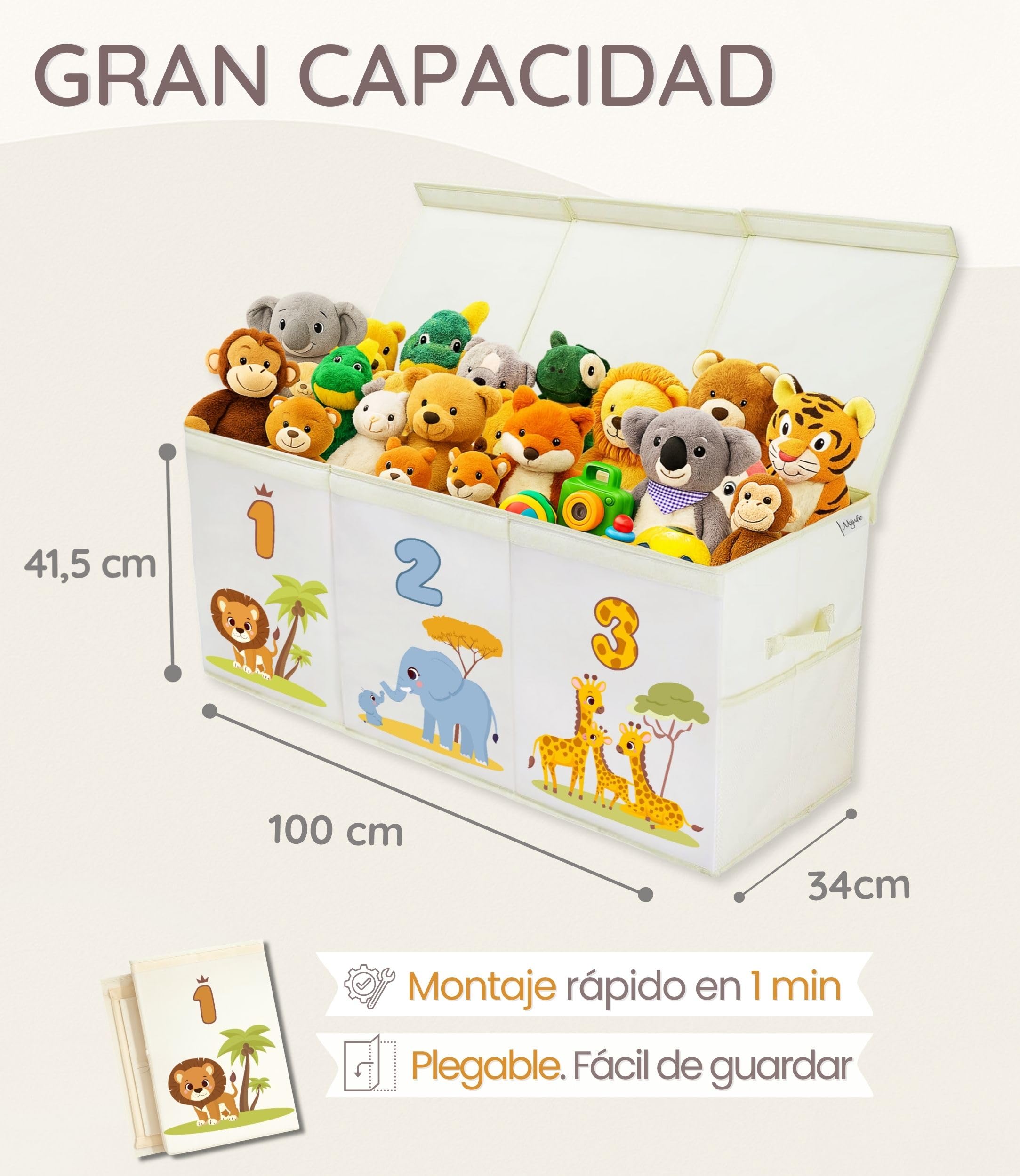 Baúl Juguetes Infantil Grande XL, Caja Juguetes Almacenaje - Selva