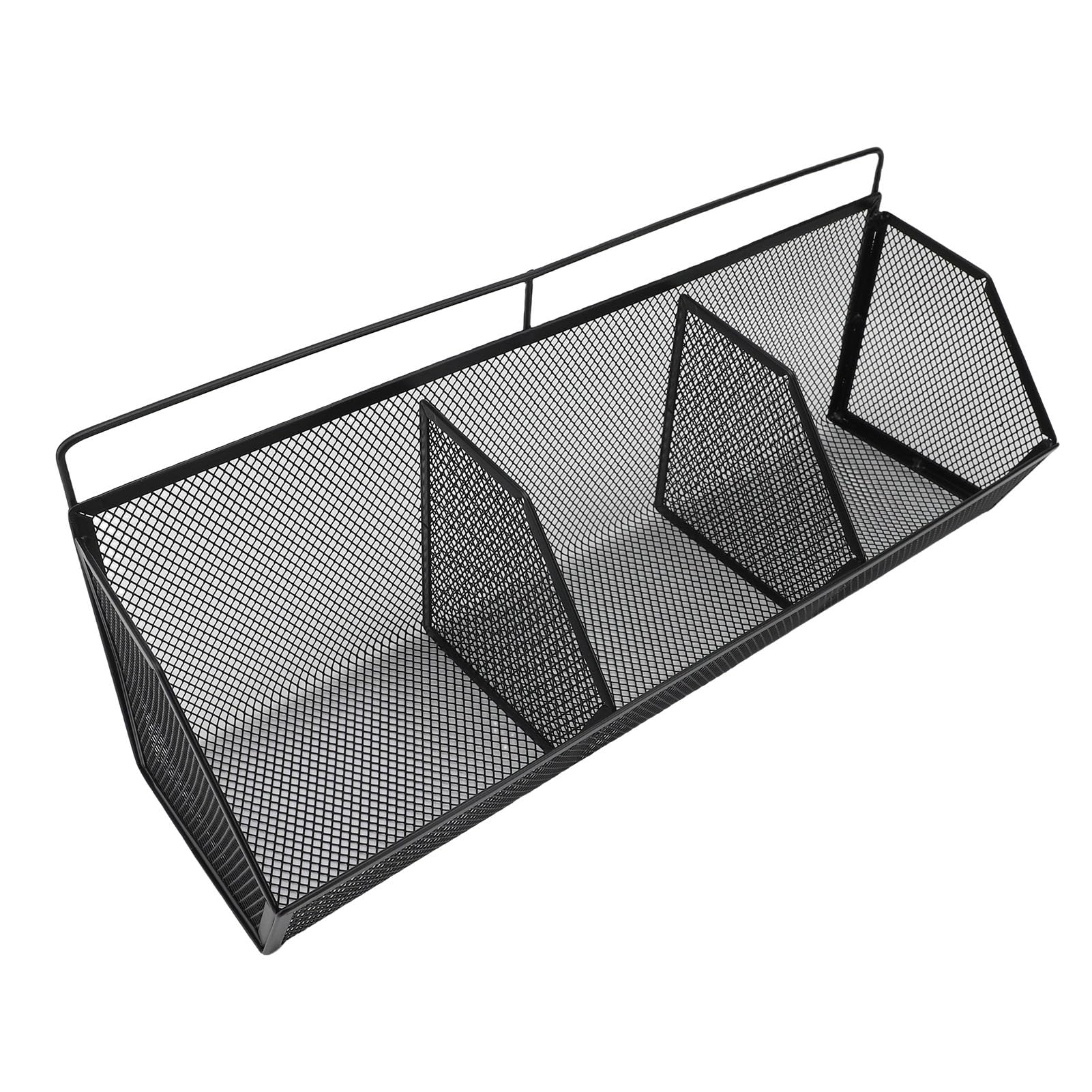 Cesta de alambre de metal, 3 rejillas para colgar en la pared, organizador de almacenamiento de apertura inclinada para cocina, baño, lavandería, hogar, cafetería, oficina, garaje (negro)