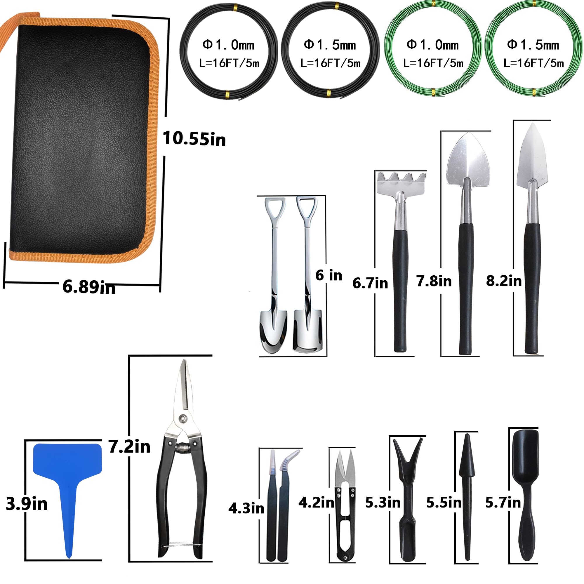 Ensemble d'outils de jardinage pour bonsaï, 38 pièces, outils d'intérieur pour plantes grasses avec 4 fils d'entraînement pour arbres, tapis de rempotage de plantes, ciseaux à bonsaï dans un sac en