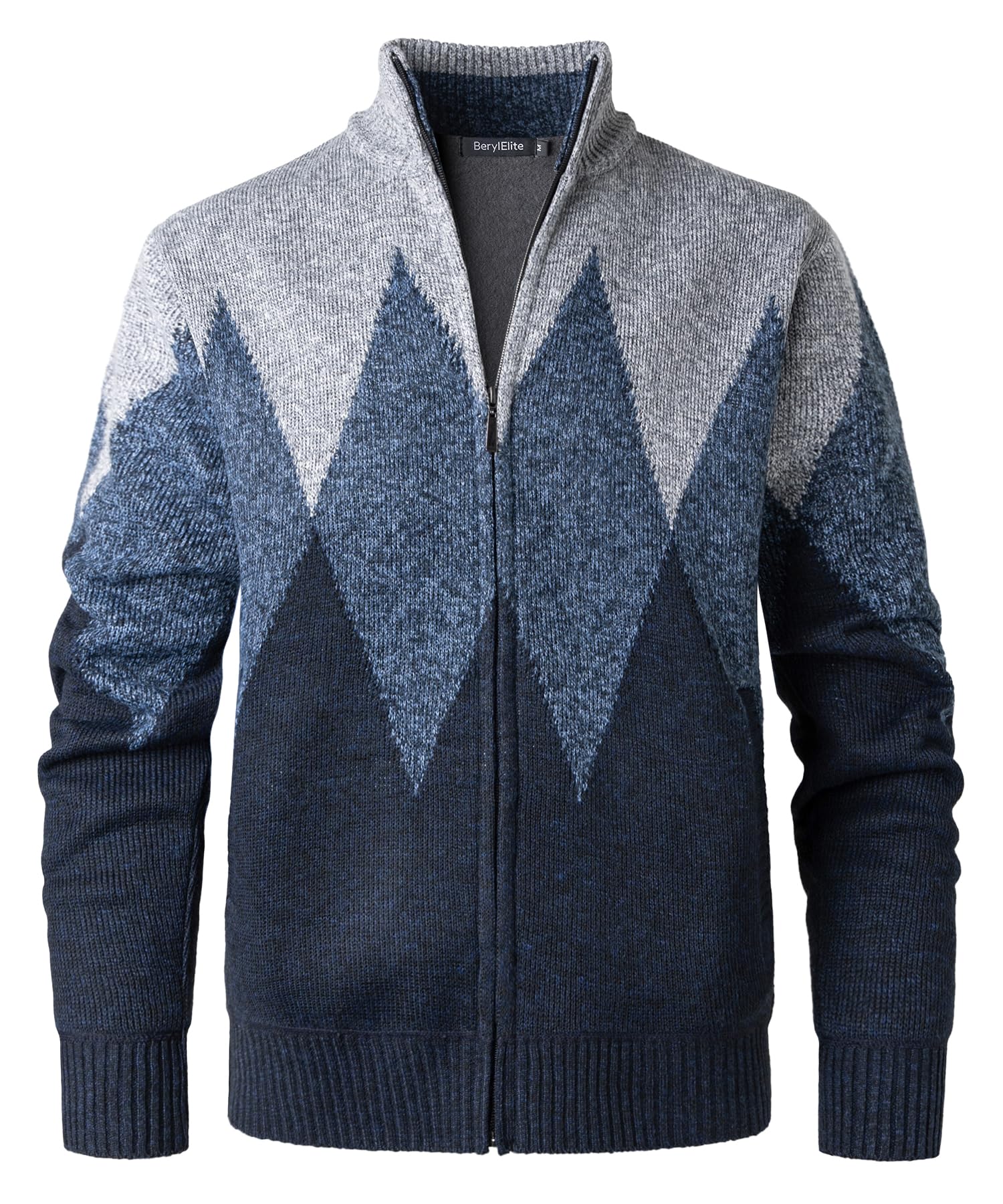 Homme Gilet Cardigan Veste Ouvrez Front Zippé avec Tricoté Chaud Coupe rembourré Décontractée Manche Longue Chandail