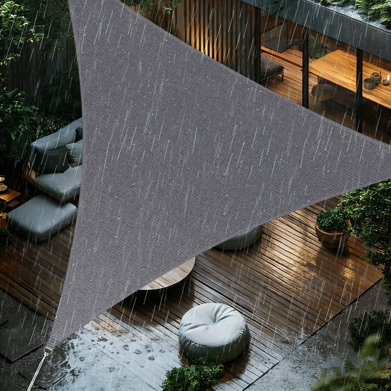 Sun Shade Sail 3x3x4.3m Triangle Waterproof PES Polyester 98% UV Block Sunscreen Awning Canopy for Outdoor Garden Patio Yard Lawn Party, Grey — image 1