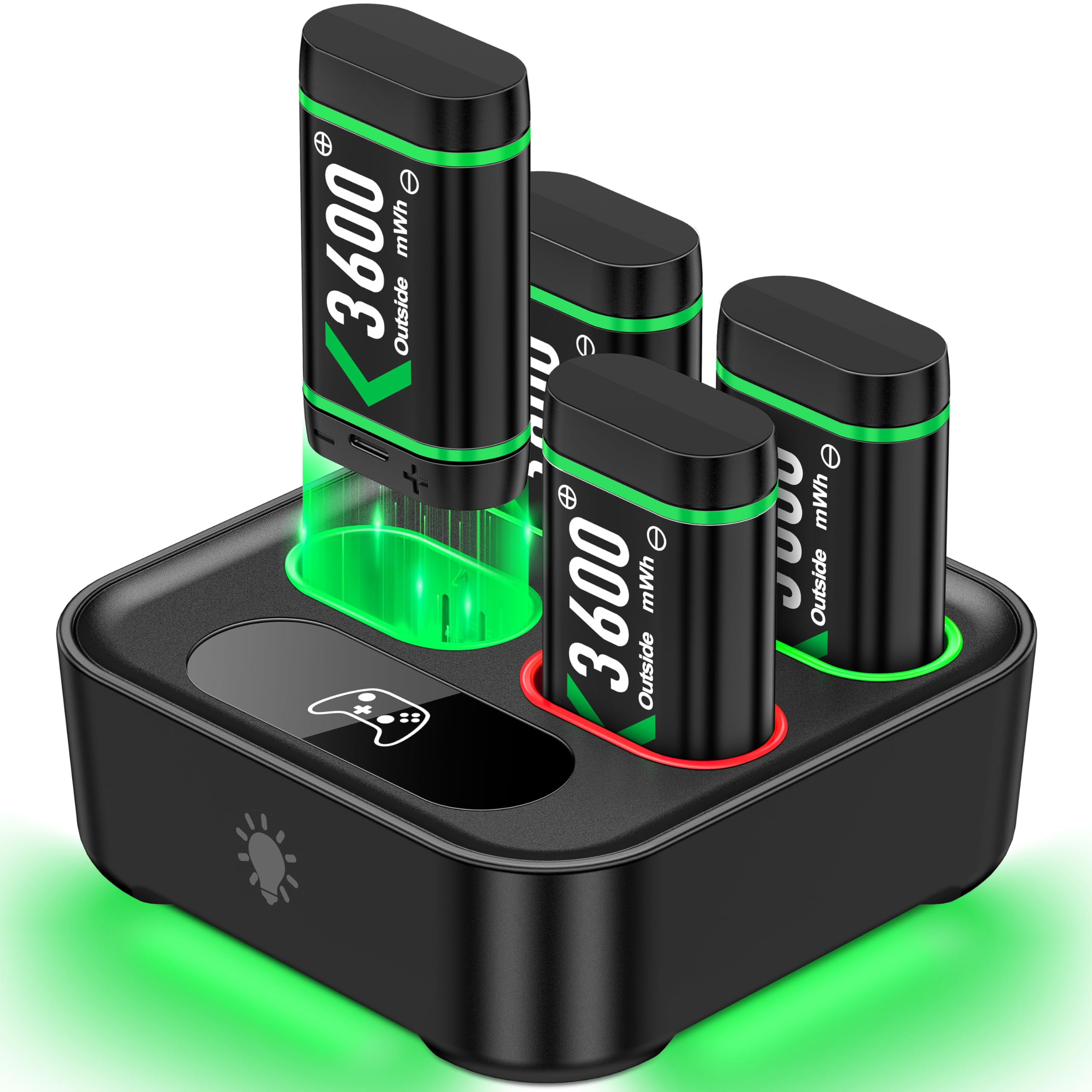 Rechargeable Battery Packs for Xbox Series X|S/Xbox One,4X3600mWh Xbox One Controller Battery Packs, Rechargeable Batteries with Charging Dock for Xbox One/One S/One X/One Elite