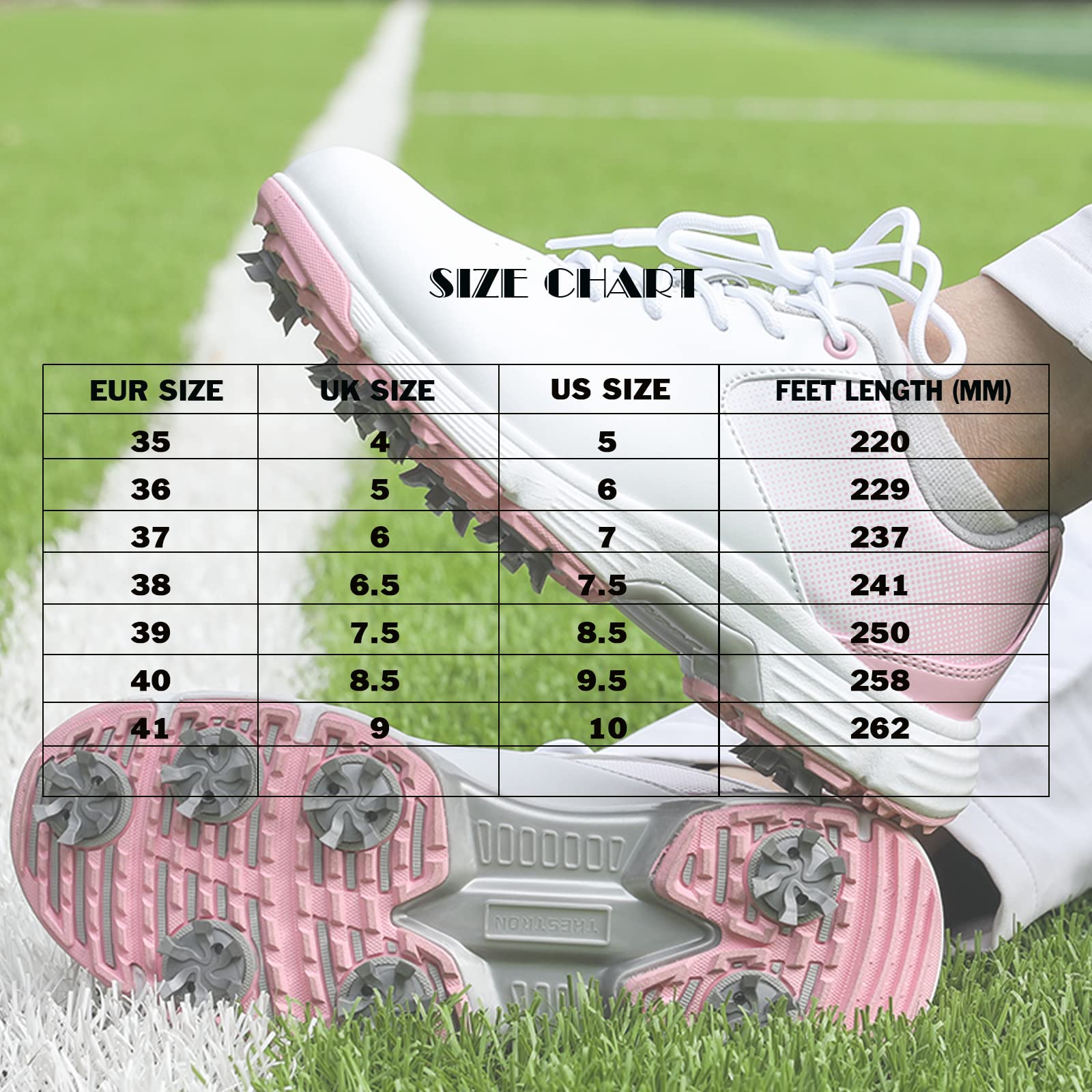Femmes Chaussures Golf, Bottes Golf Super Stables avec Pointes, Chaussures De Course Légères Et Respirantes Classiques, Baskets De Sport De Golf à Lacets Imperméables Professionnelles