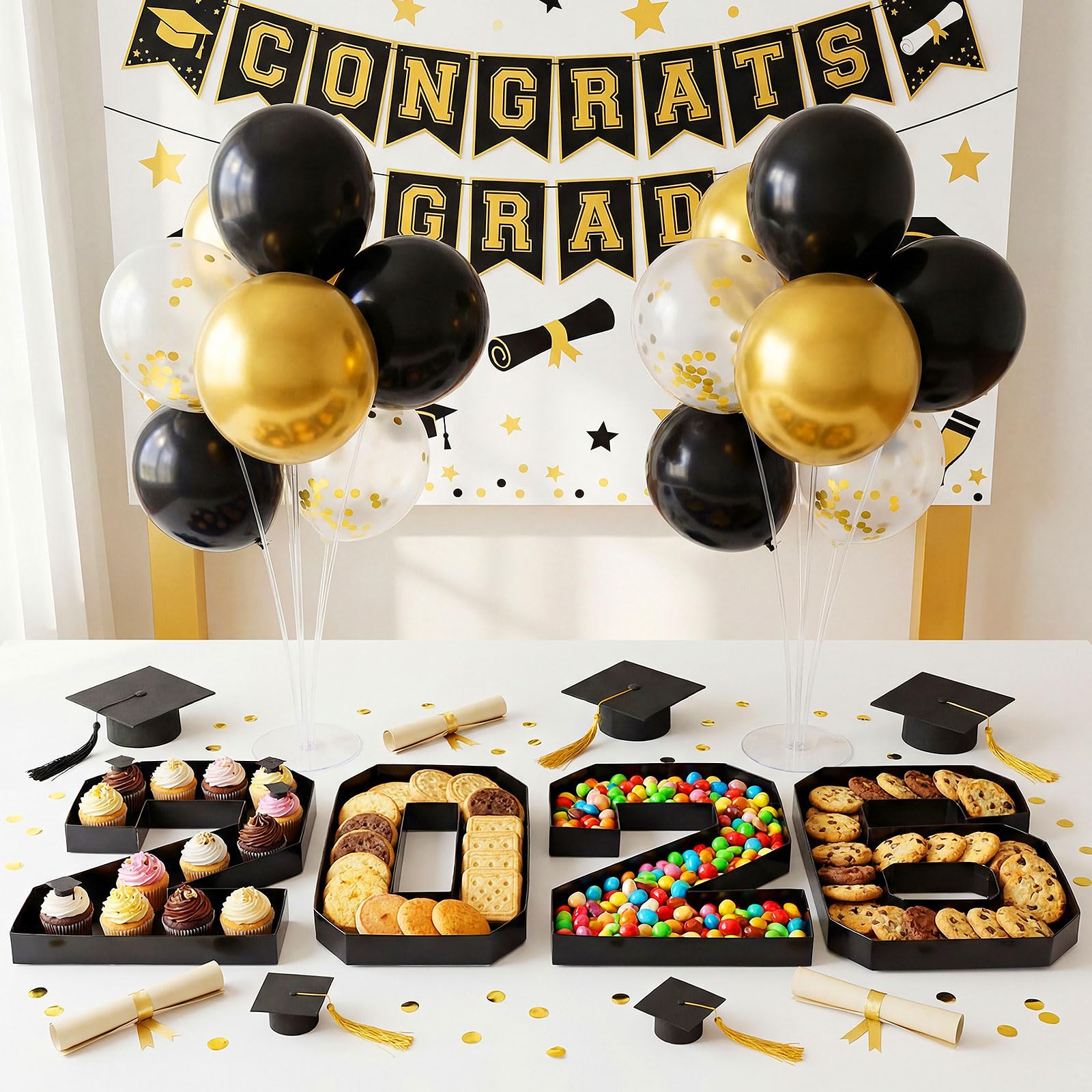 Letras de cartón de graduación 2026, números para charcutería, juego de decoración de fiesta de graduación de 10 pulgadas, bandeja de comida rellenable, letras G, R, A, D, caja reutilizable