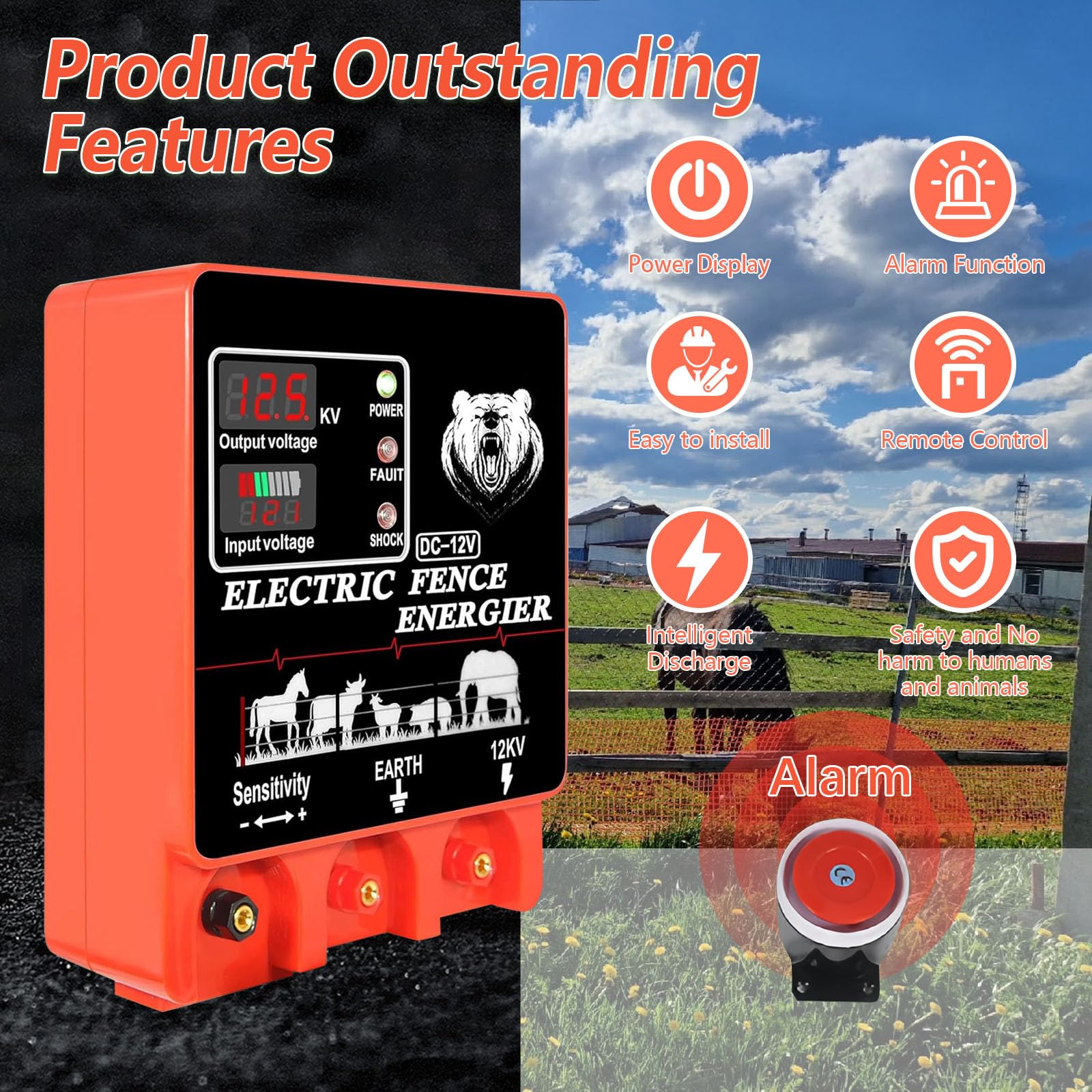 Commutateur Rotatif IntelliShock B25 Électrificateur De Clôture électrique Duale 9V/12V Cloture Electrique Solaire