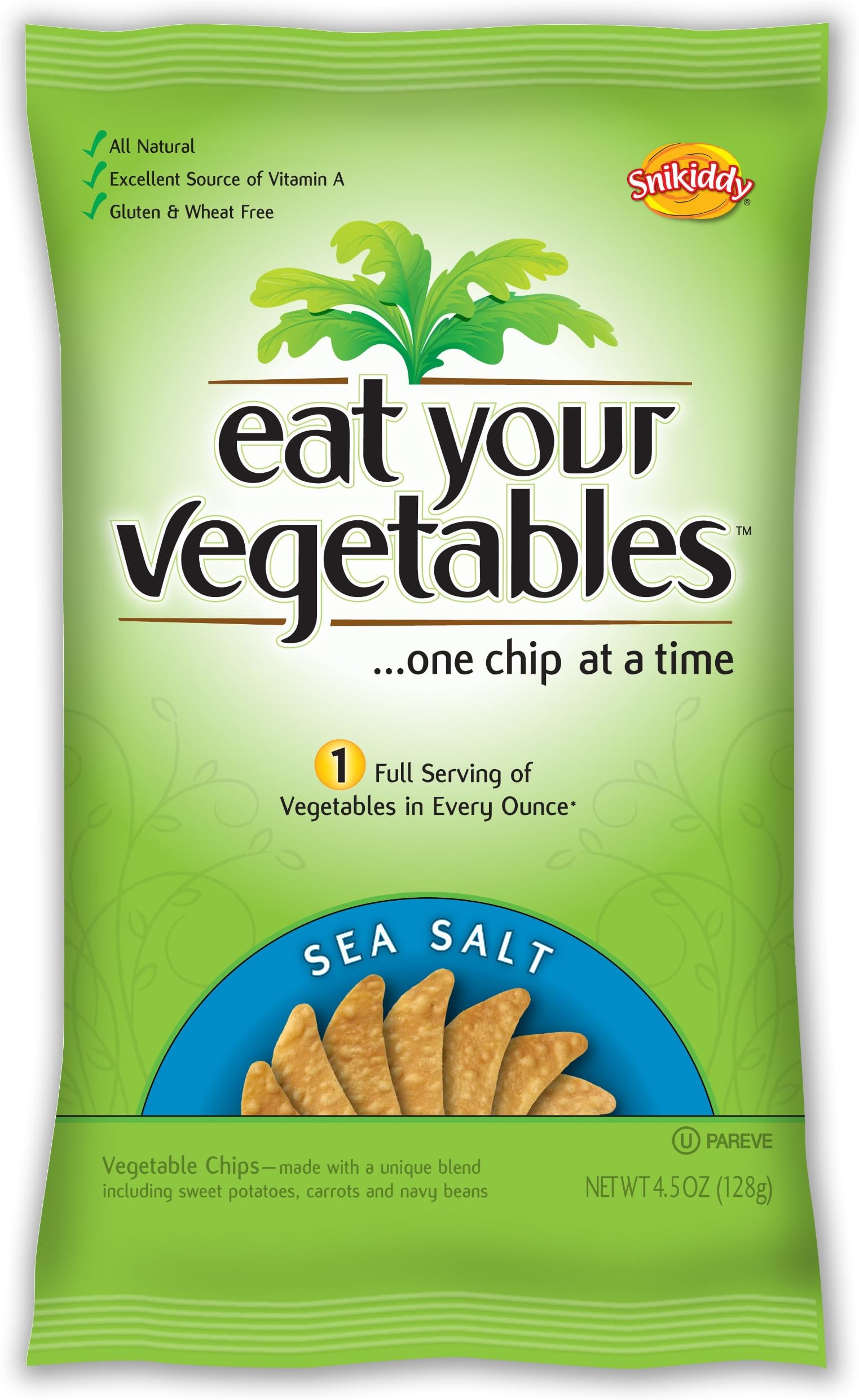 Eat Your Vegetables Sea Salt Veggie Chips, 4.5-Ounce (Pack of 6)