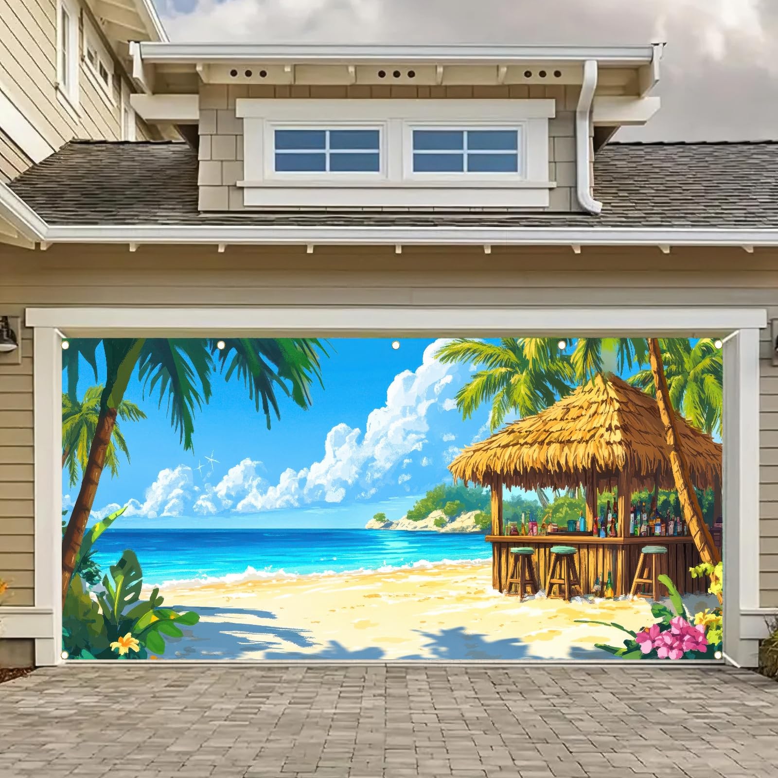 Amazon.com: BlissYard Hawaiian Summer Beach Garage Door Banner