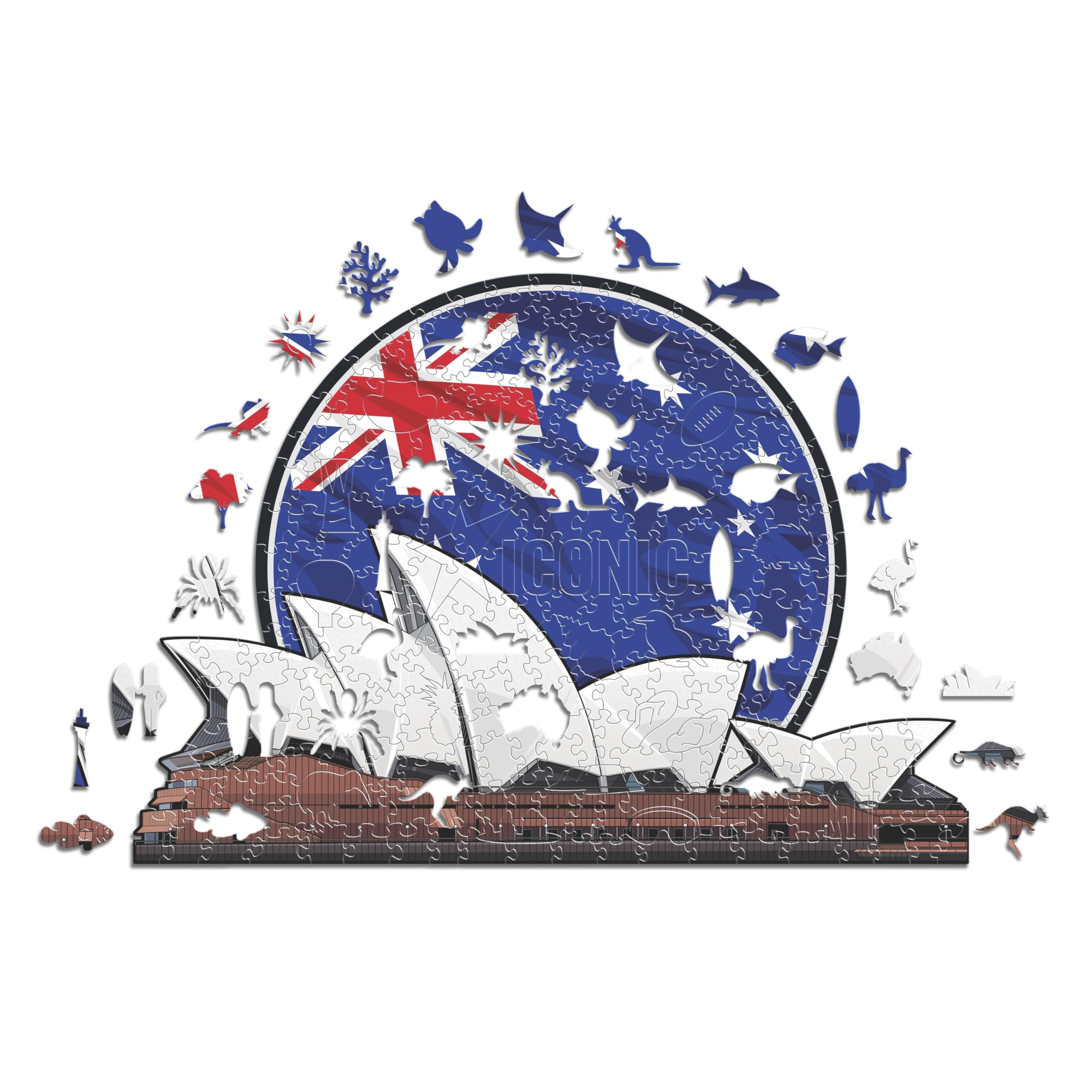 Iconic Puzzles, Sydney Opera House, 100% eco-sustainable wooden puzzle, size M, 270 pieces