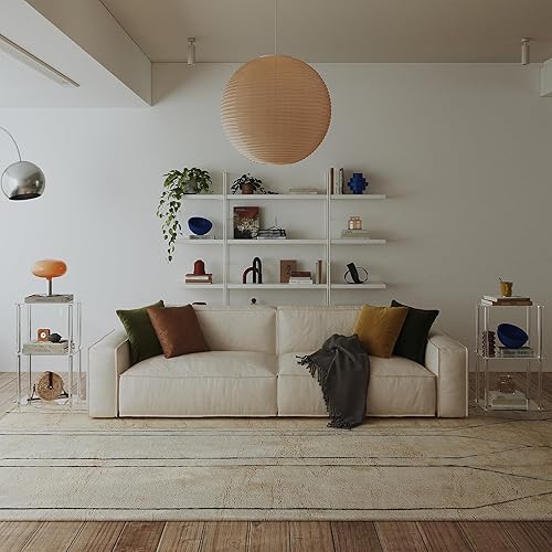 Miniatura 6 de Aquiver Mesa auxiliar alta de acrílico, mesa auxiliar de 3 niveles para espacios pequeños, mesita de noche alta transparente para sala de estar,