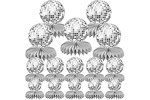 15 Pack Silver Disco Theme Honeycomb Centerpieces