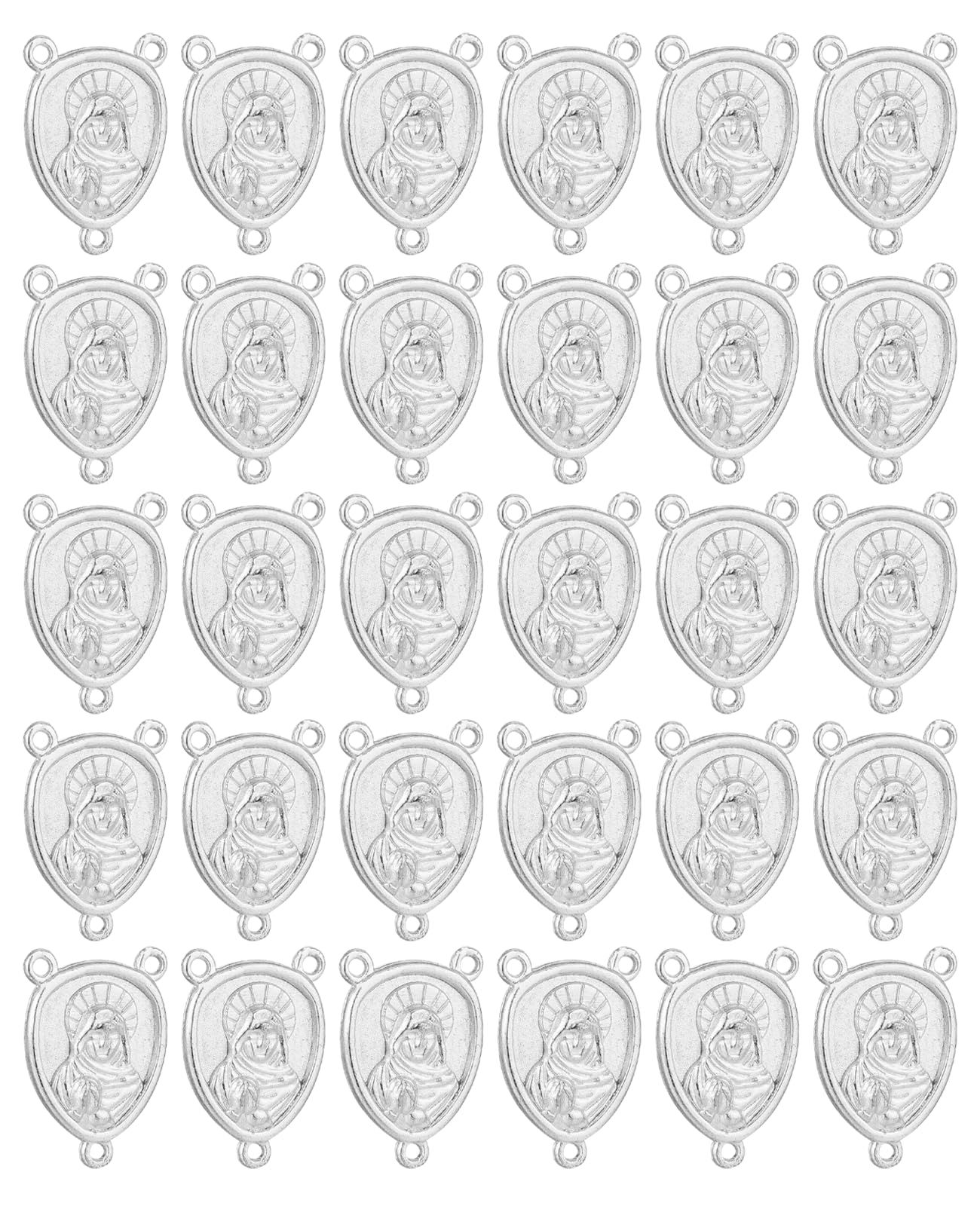 diyalo 3-Hole IHS Holy Chalice/Holy Family/Jerusalem/Sacred Heart/Pope Francis/St.Benedict Medal Rosary Chaplet Connector Centerpieces Jewelry Making Parts (Sacred Heart Medal-30pcs)