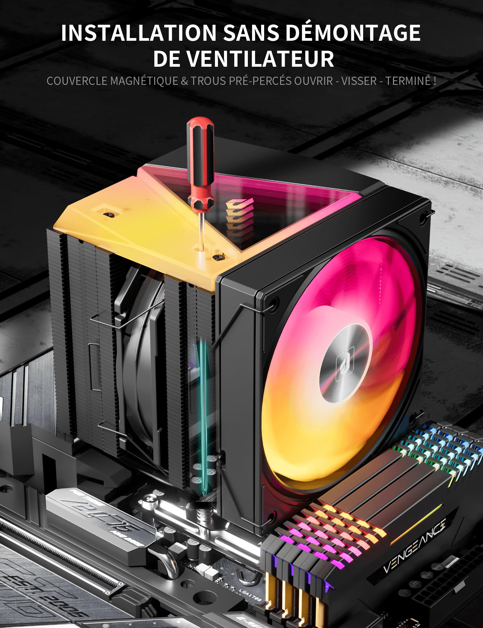 upHere UE2 Elite KC8C Ventirad ARGB 8 Caloducs,Refroidisseur CPU Double Tour 120mm pour AM5/AM4/AM3 LGA 1851/1700/115x/1200/2011/2066,Ventilateur PC Silencieux Haute Performance