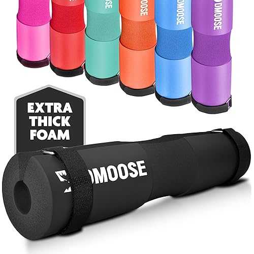 DMoose Fitness Barbell Pad for Hip Thrust, Squat & Lunges - Non-Slip Thick Foam Cushion for Neck and Back Support with Two Straps - Hip Thrust Pad for Leg Day - Fits All Olympic Bars and Smith Machine