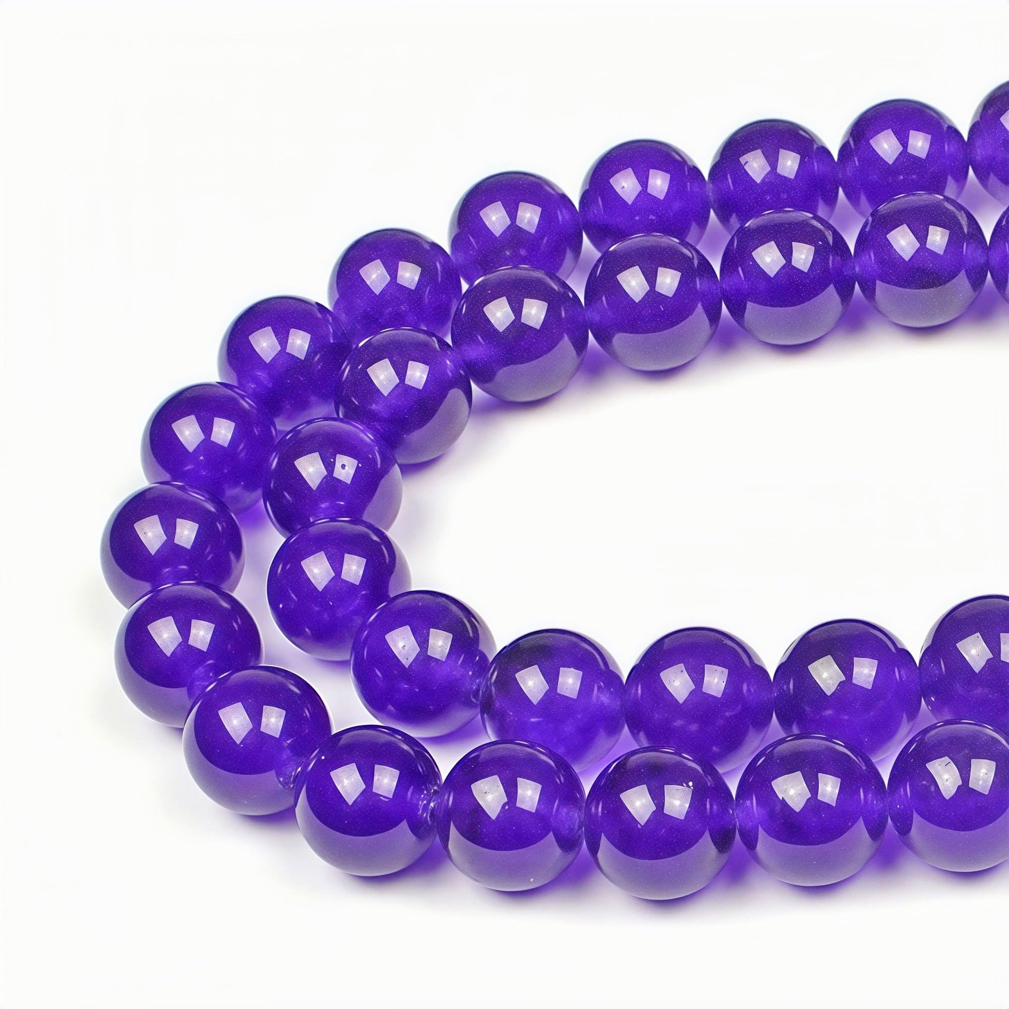 MJDCB Perlen zum Auffädeln 12mm 30 stück Lila Jade Halbedelsteine Perlen mit Loch Lose Runde Steinperlen für Herstellung Schmuck Armbänder Halsketten
