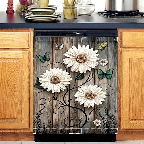 Rustic Daisy Dishwasher Magnet Cover 23x26 in
