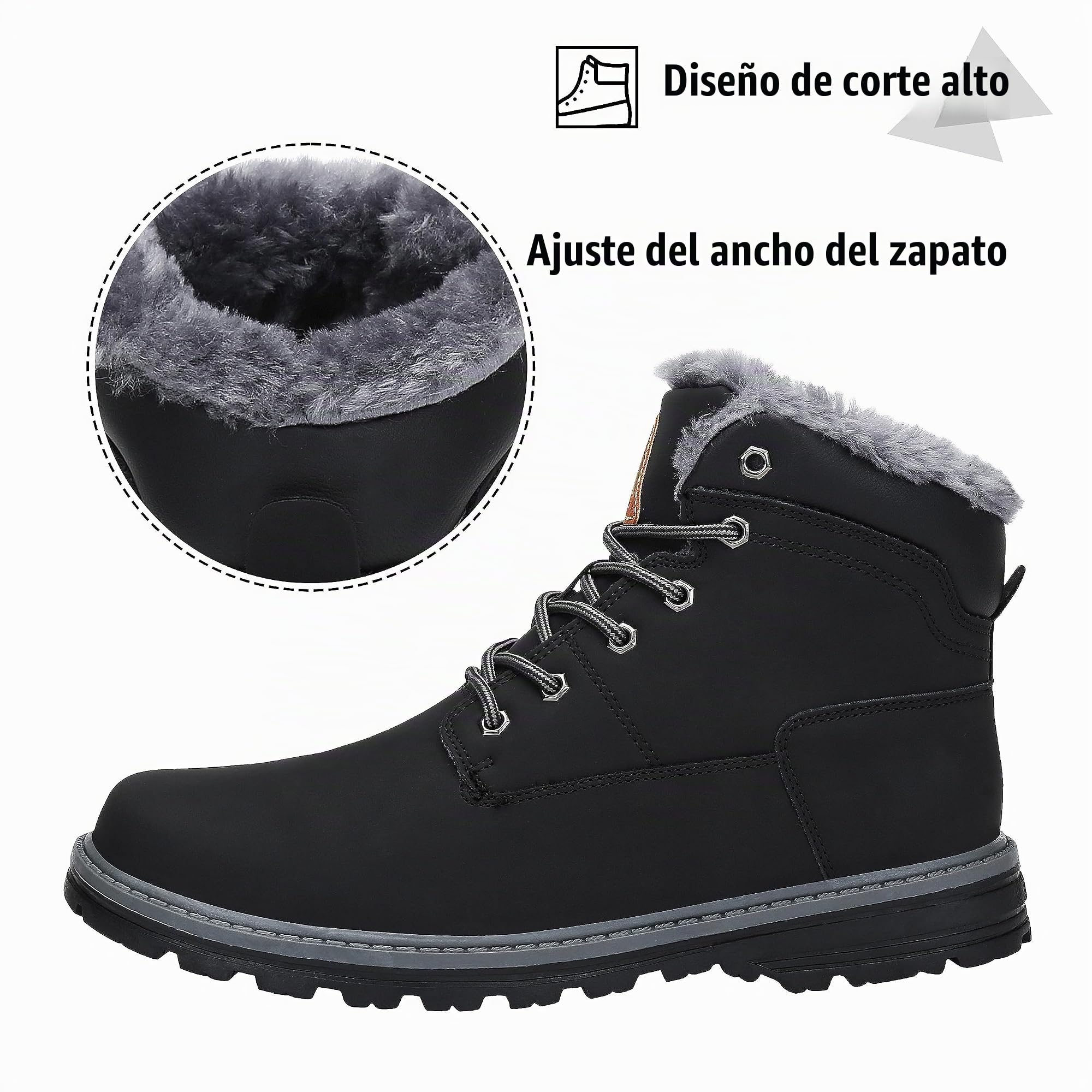 Mishansha Botas de Nieve Hombre Mujer Invierno Negro Grafito Gr.39