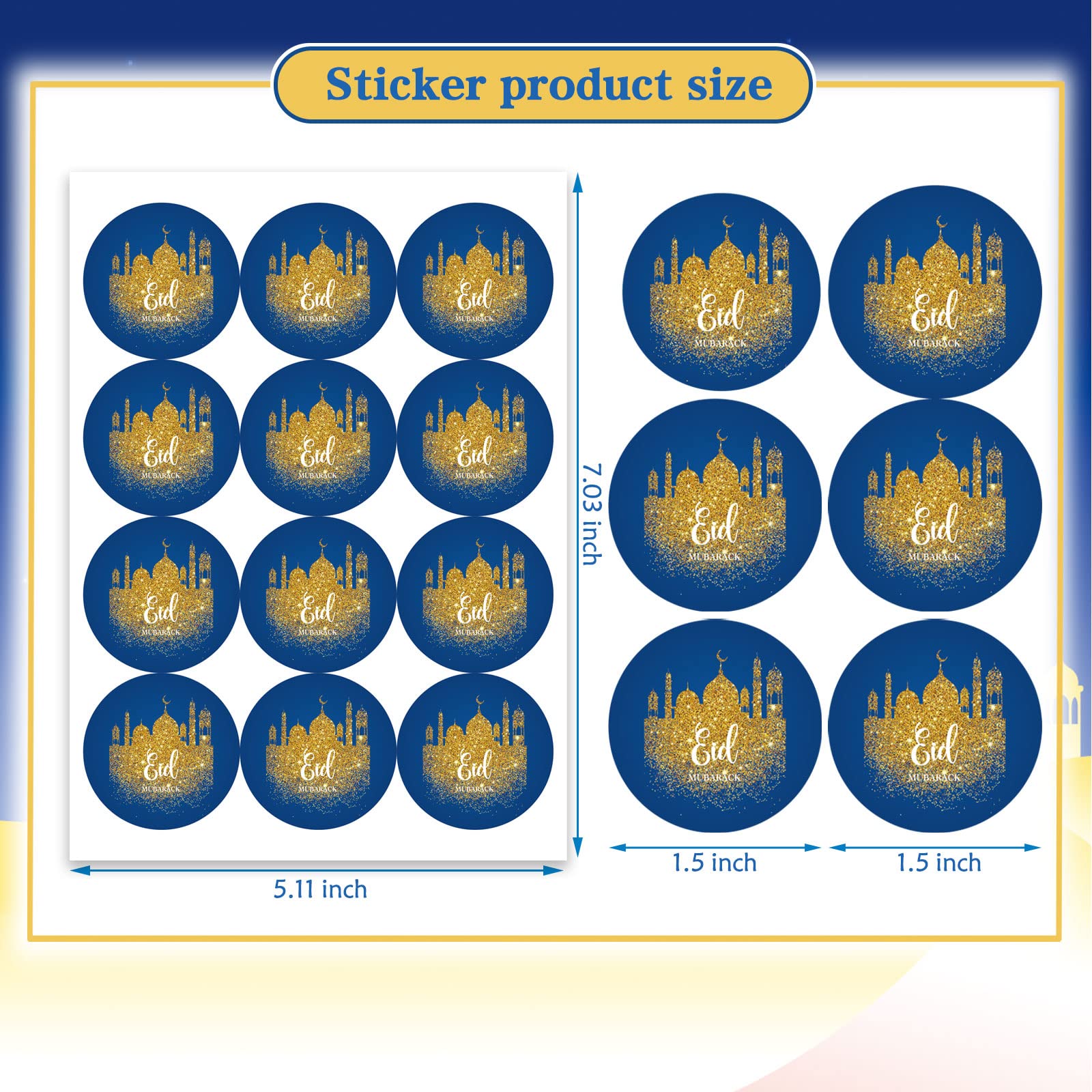 192PCS Eid Al Adha Stickers, Ramadan Stickers Eid Mubarak Stickers Ramadan Kareem Labels for Eid Al Fitr Adha Theme Religion Sticker,Islamic Muslim Decoration Ramadan Decoration Supplies