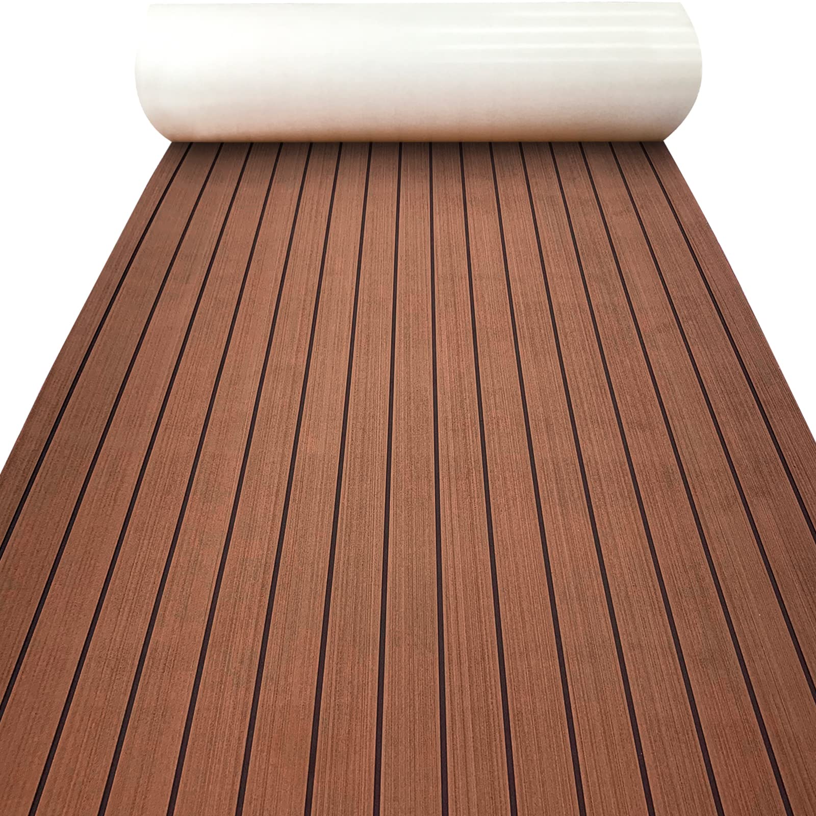 KXKZREN Boat Flooring EVA Foam Decking Sheet Faux Teak Marine Carpet Non-Slip Self-Adhesive Flooring Deck Mat for Boat Pontoon Motorboat RV Yacht Kayak Cooler Tops,240x112/90/41cm Available — image 1