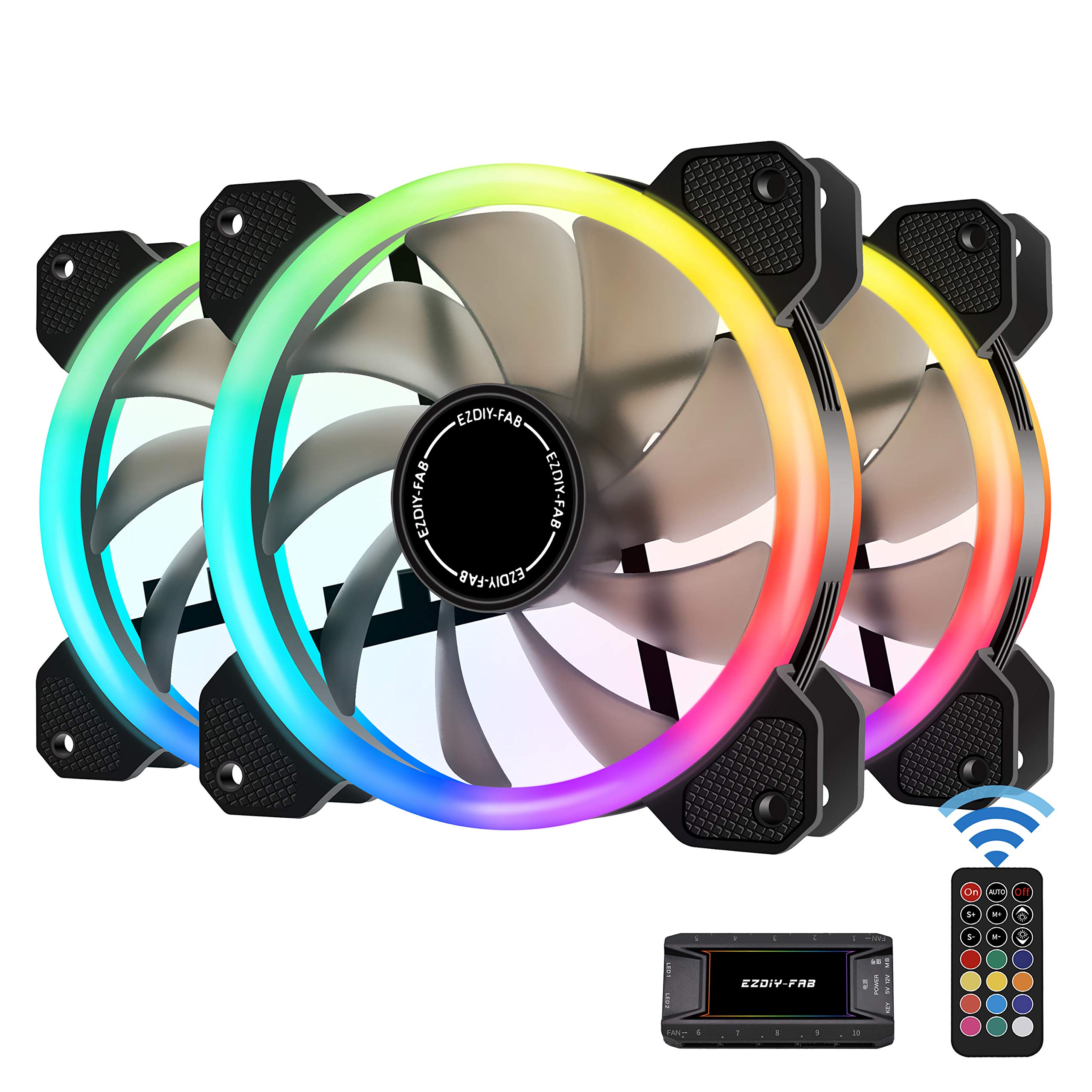 Buy EZDIYFABRGB Dual Ring 120mm Case Fans,5V Motoard Sync,Speed