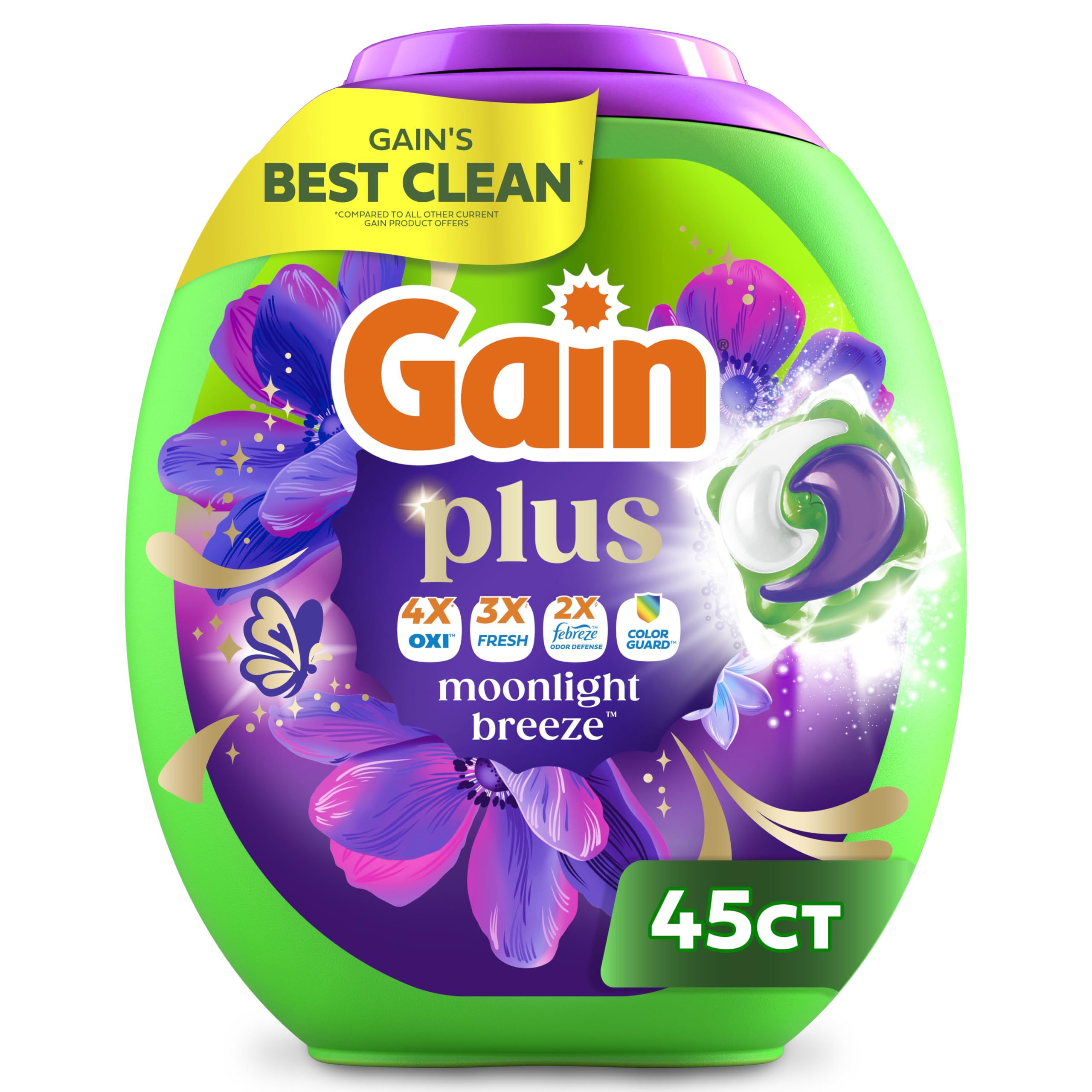 Gain Plus Flings Liquid Laundry Detergent Pods, Moonlight Breeze