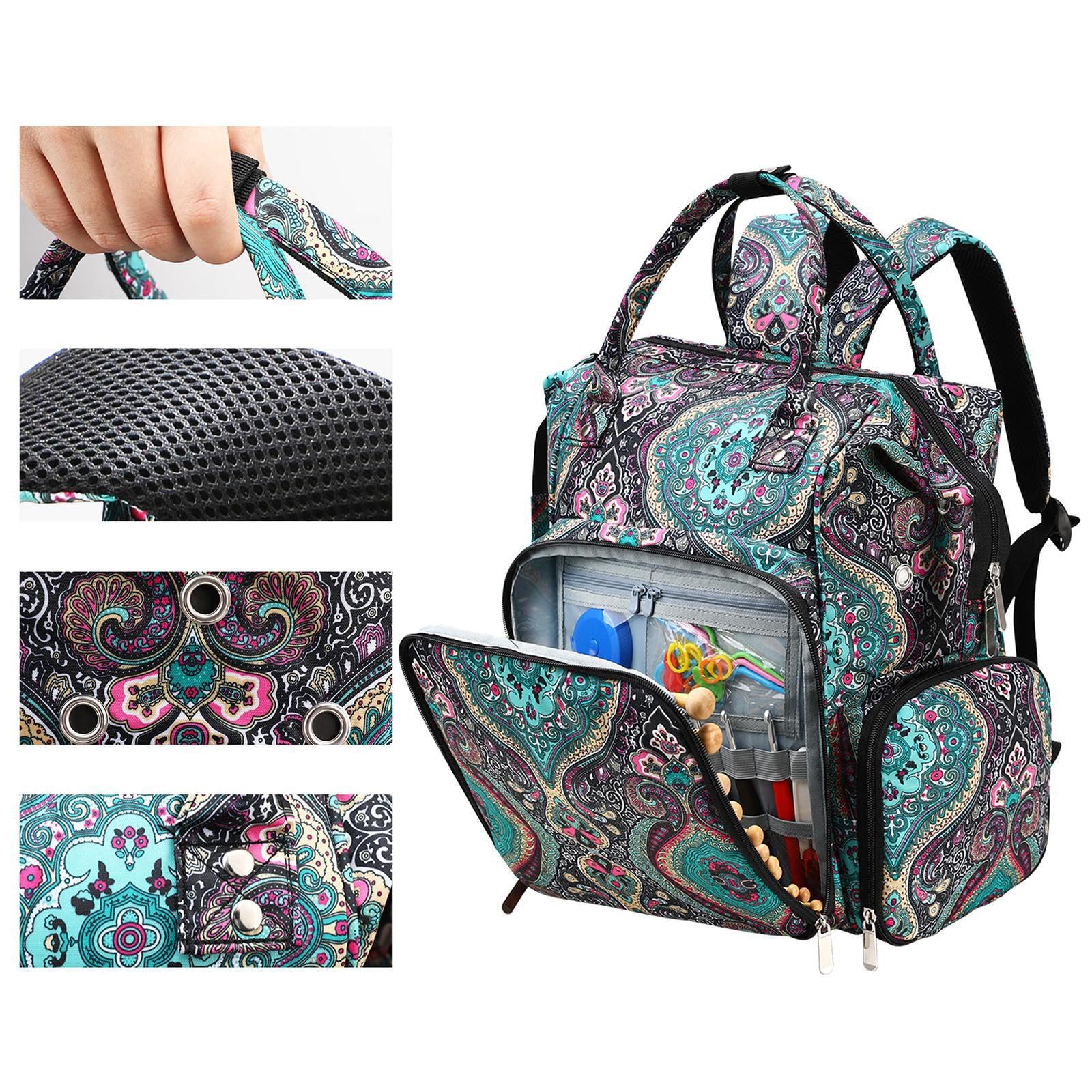Estuche para agujas de crochet, mochila organizadora de crochet premium, vacía, sin ganchos, combina estilo y funcionalidad, bolsa para tejer con cremallera, organizador
