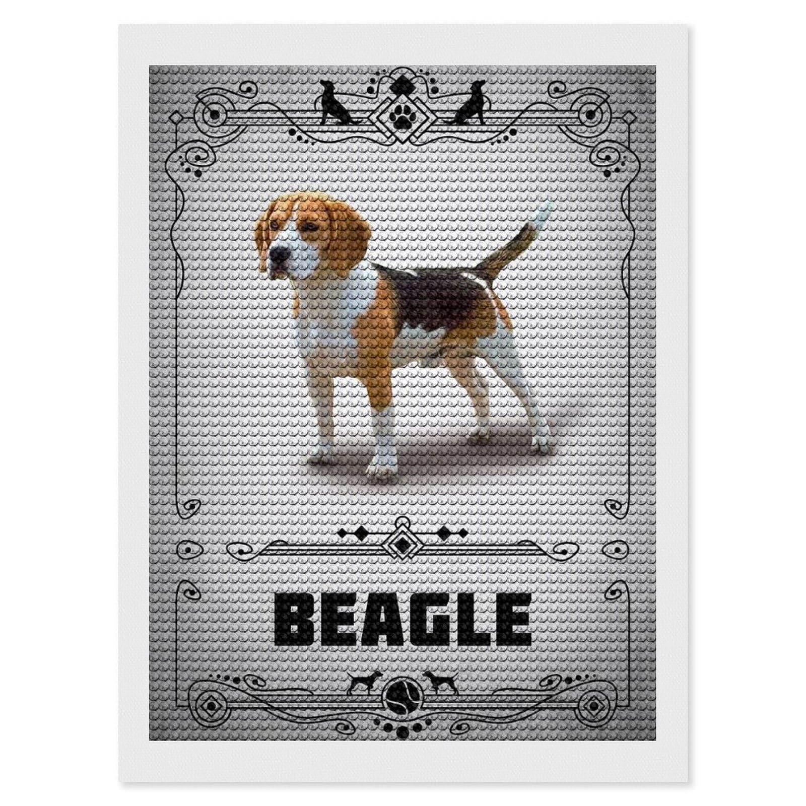 Junmoney Beagle Diamond Painting Canvas Set 12"x16", Full Kit Included, Calming Craft to Unwind, Farmhouse Decor, Christmas Gift