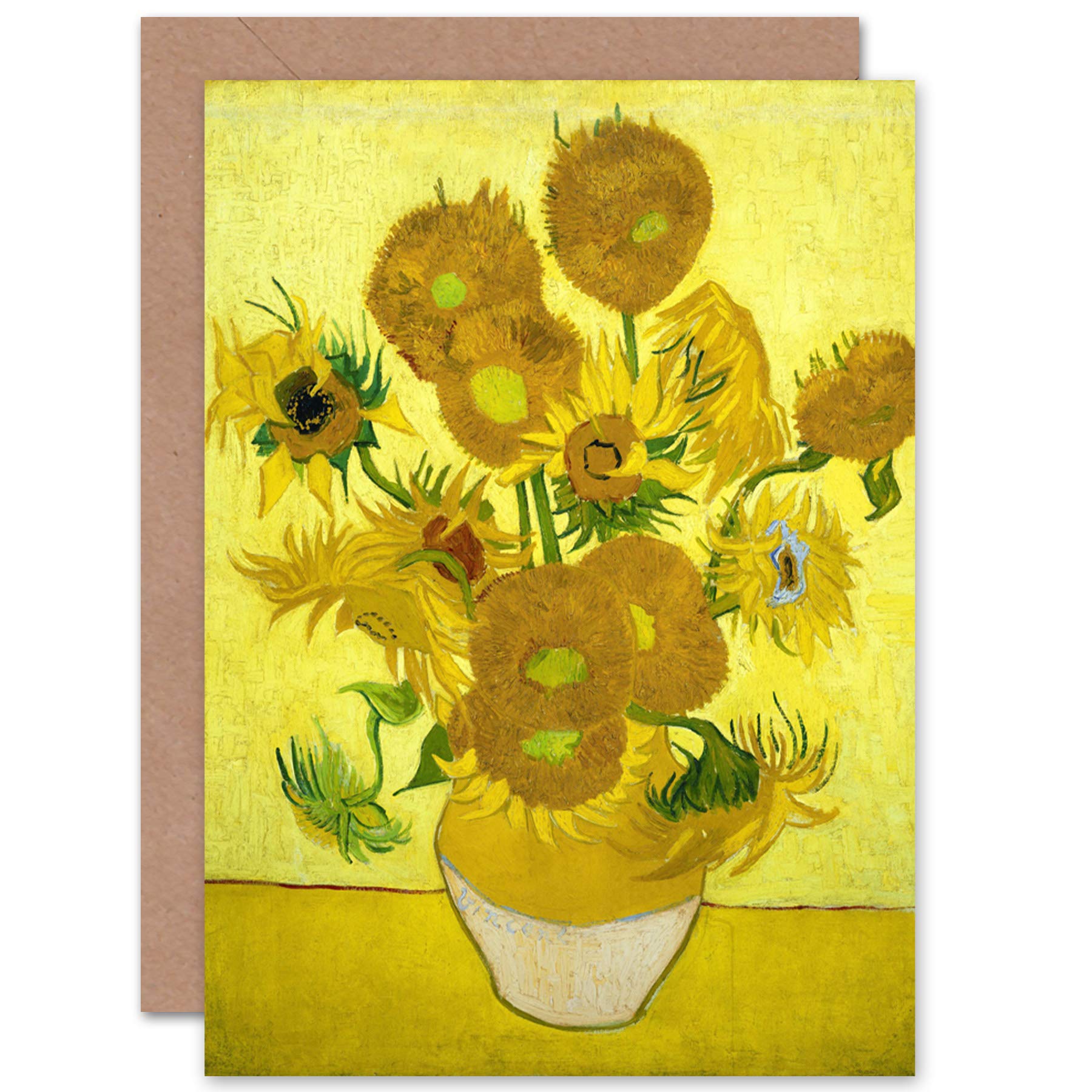 Artery8 Sunflowers Vincent Van Gogh Fine Art Greeting Card Plus Envelope Blank Inside