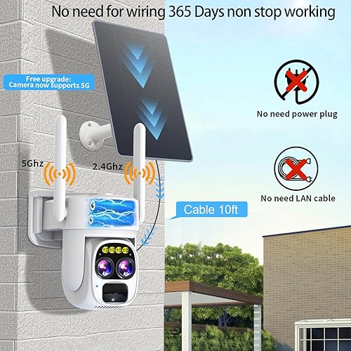 Miniatura 2 de Cámaras de seguridad inalámbricas para exteriores para seguridad del hogar, cámaras Alexa de energía solar, cámara exterior de visión de 360 grados,