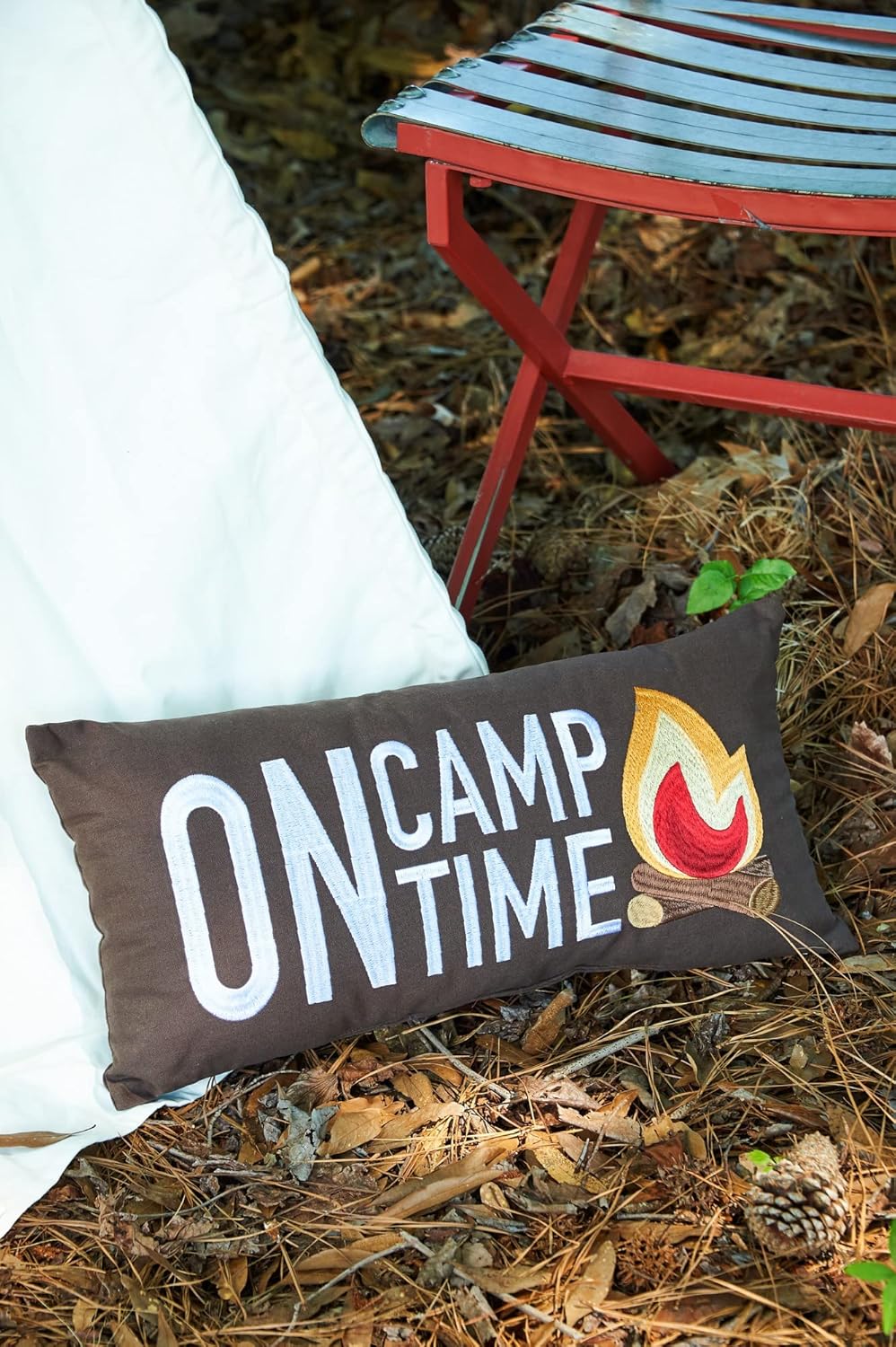C&F Home Campfire On Camp Time Embroidered Small Petite Long Accent Pillow 10" x 20" All Seasons Versatile Lodge Log Cabin Lakehouse Vacation Home Living Room Sofa Couch Chair Bed Bedroom Decor